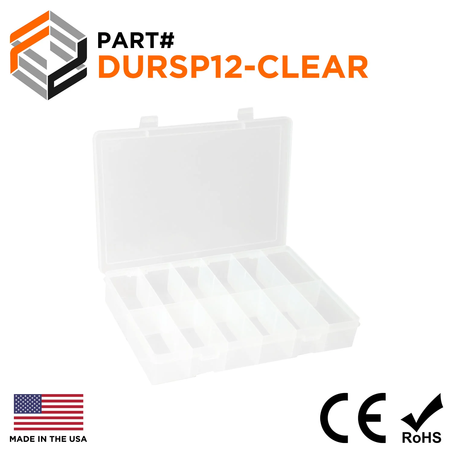 Durham 12-Slot Compartment Box - 10 1/2" x 6 3/16", Clear - SP12