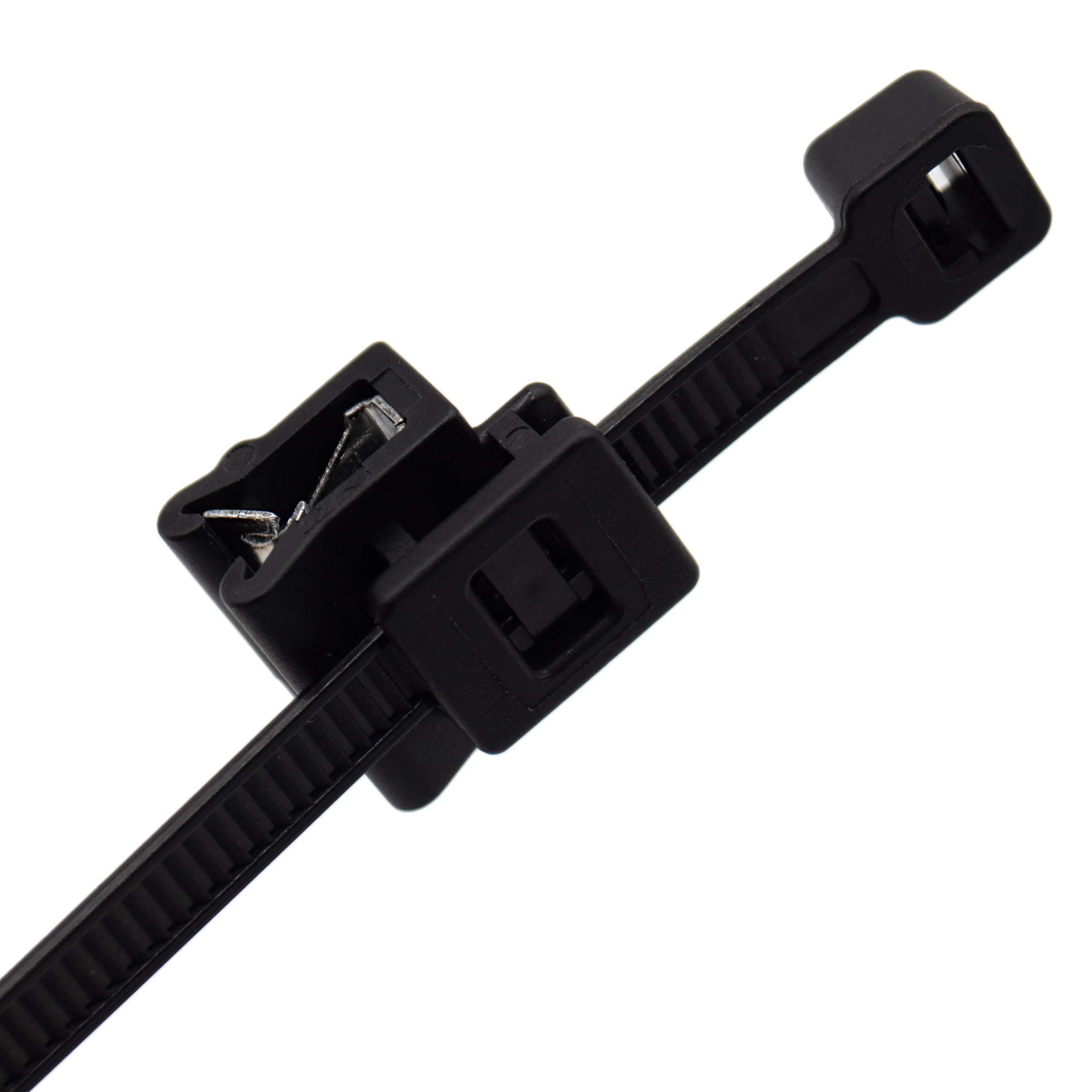 ECS280B - 11" Standard Cable Ties with Edge Clip Mount, 50-lb Tensile, Black, UV Resistant, 100-Pack - Image 4