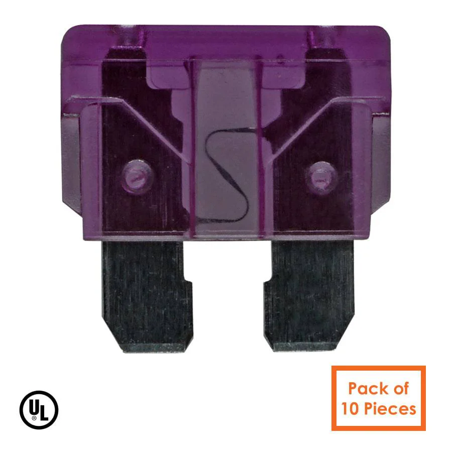 FATC-3A-VIOLET - 3 AMP Automotive Blade Fuses, Marine Blade Fuses, Purple, 10 Pieces