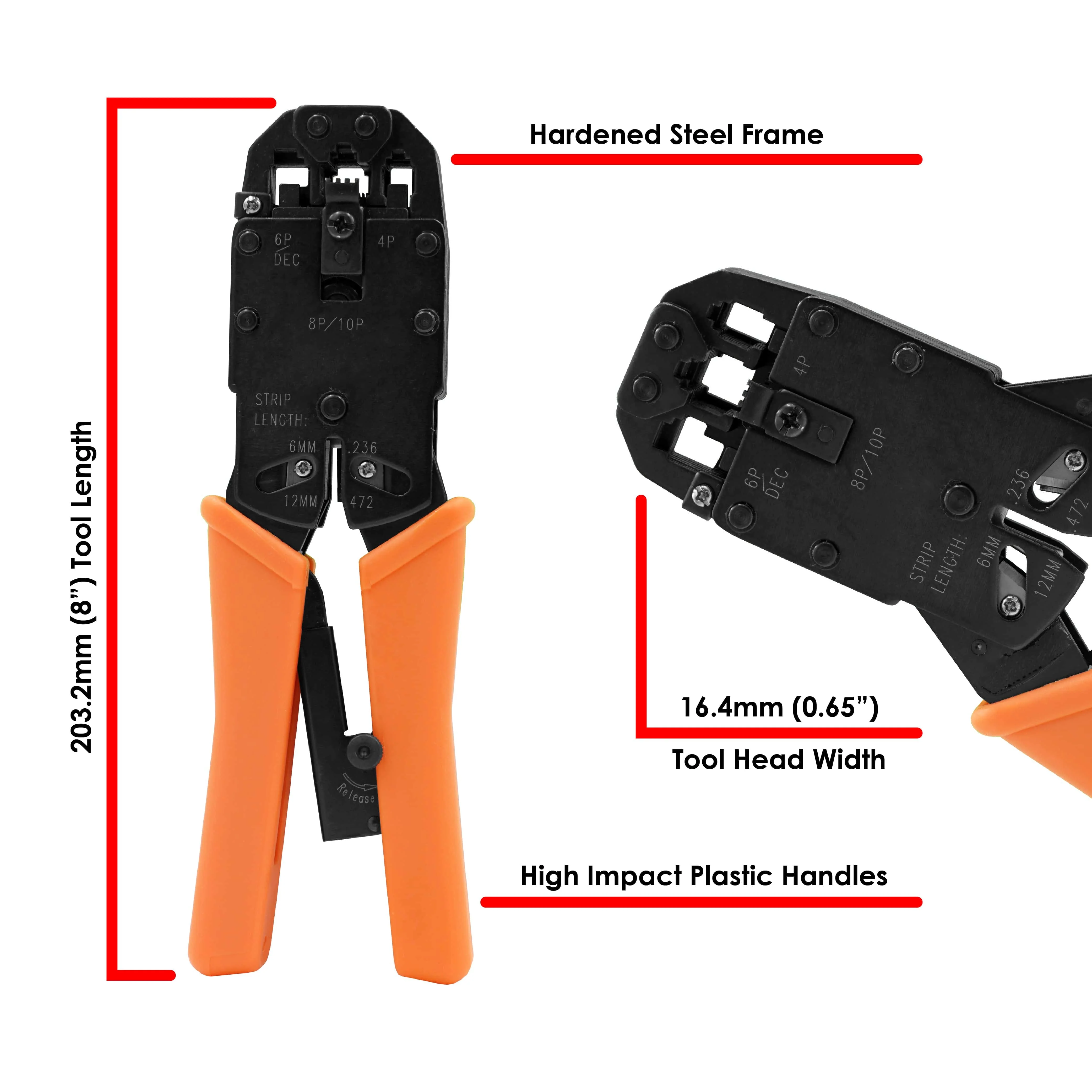 FD200 - Crimp Pliers, High Carbon Steel Crimping Tool for Telecommunications Connectors, 1 Piece - Image 2
