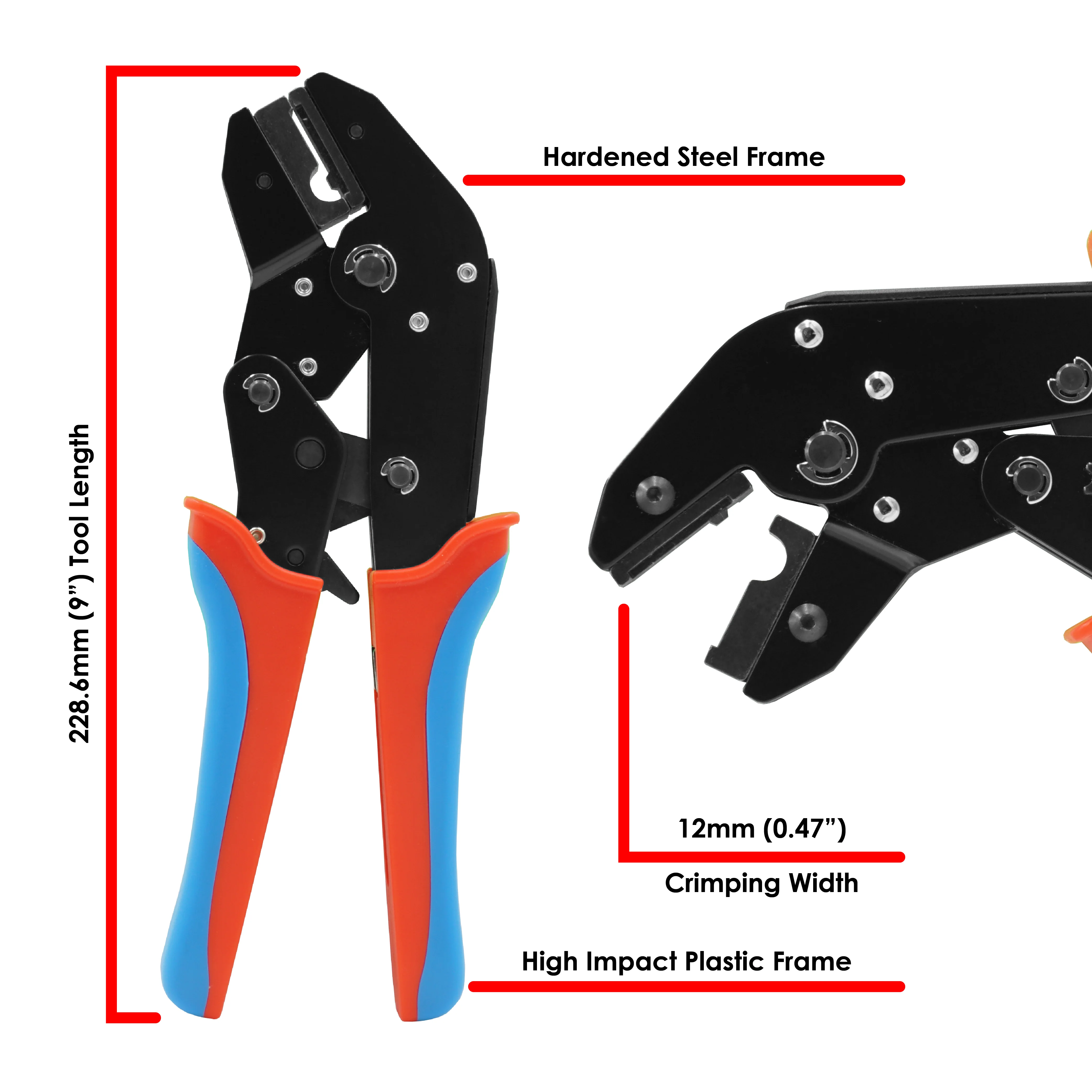 FD10020FL - Non Insulated Flag Terminal Crimping Tool - 6 AWG - Image 2