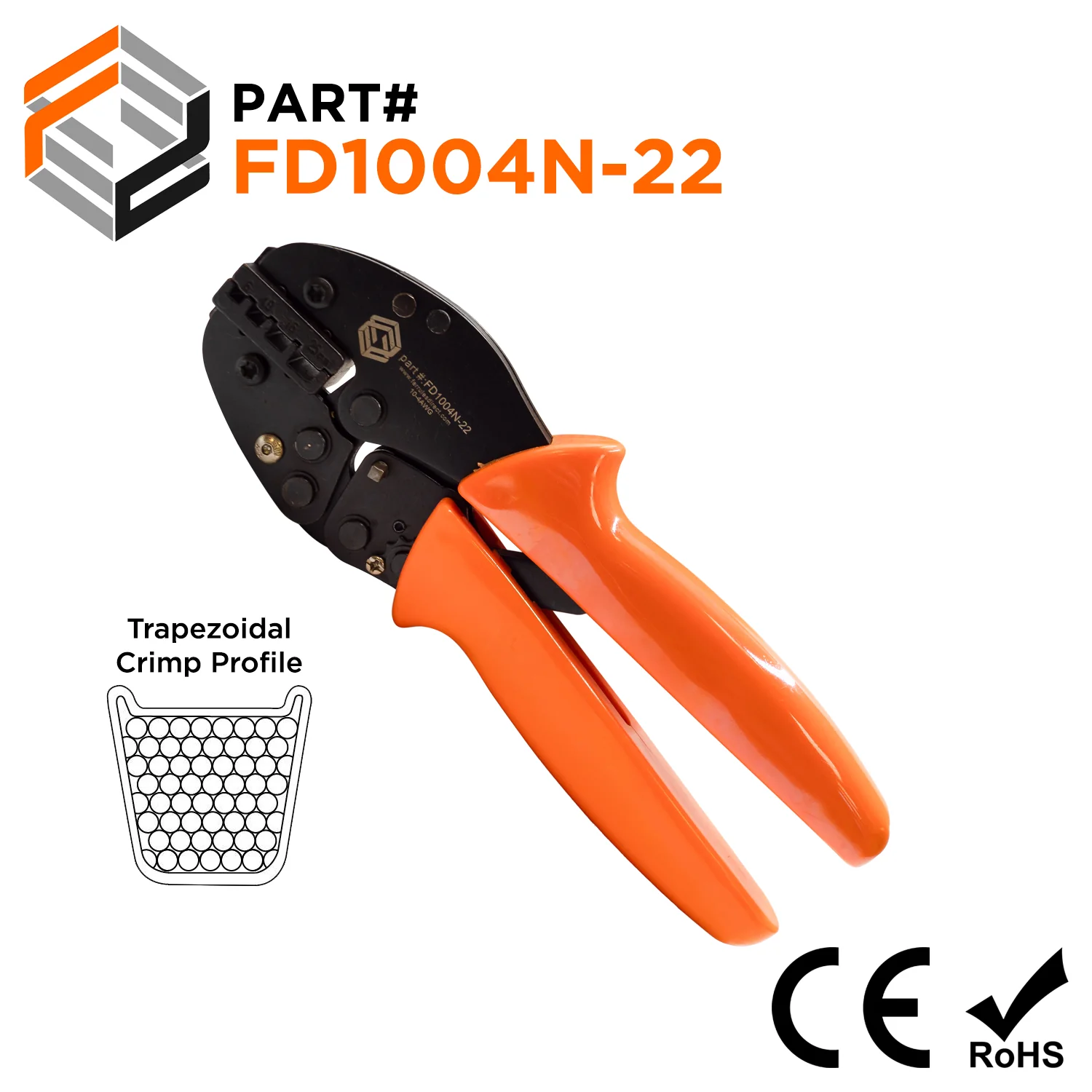 FD1004N-22 - 10 to 4 AWG Wire Ferrules Crimping Tool, Wide Crimp, Trapezoidal Crimp - 1 Piece