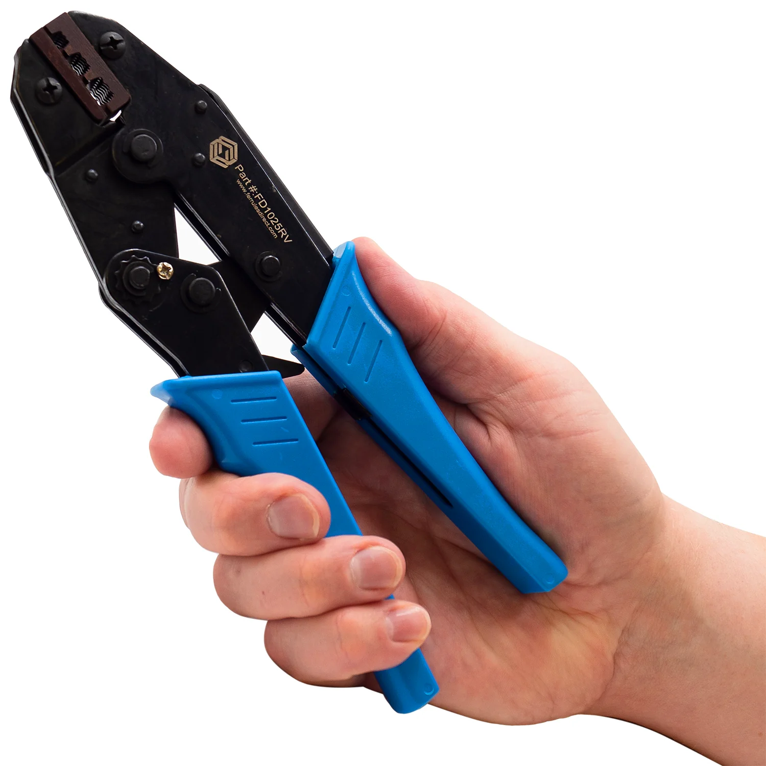 FD1025RV - 8 to 4 AWG Wire Ferrules Crimping Tool, Ratcheting, Bowtie Profile, 1 Piece - Image 2