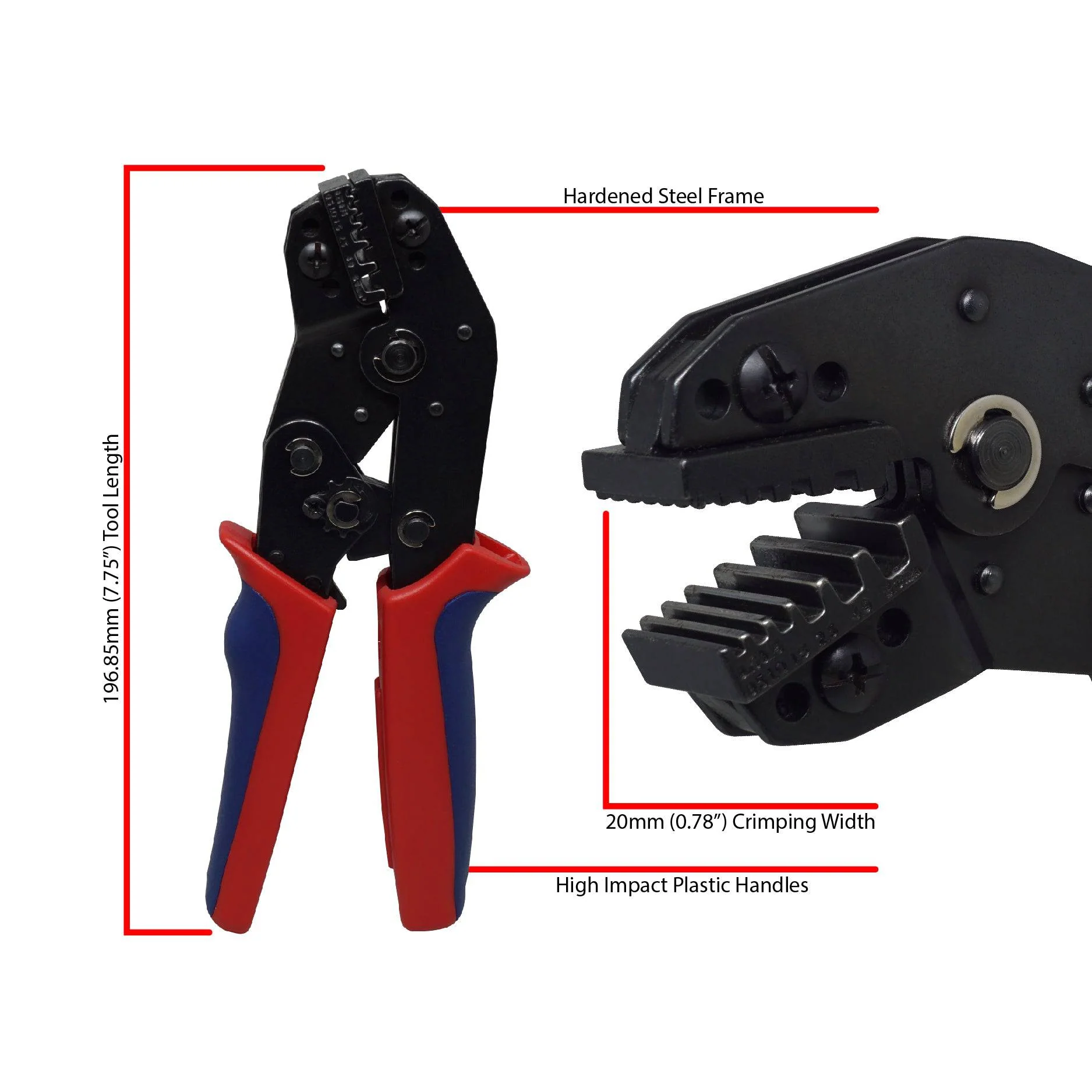 FD2410N-20 - 24 to 10 AWG Wire Ferrules Crimping Tool, Side Load, XL Length Crimp, Trapezoidal Profile, 1 Piece - Image 2