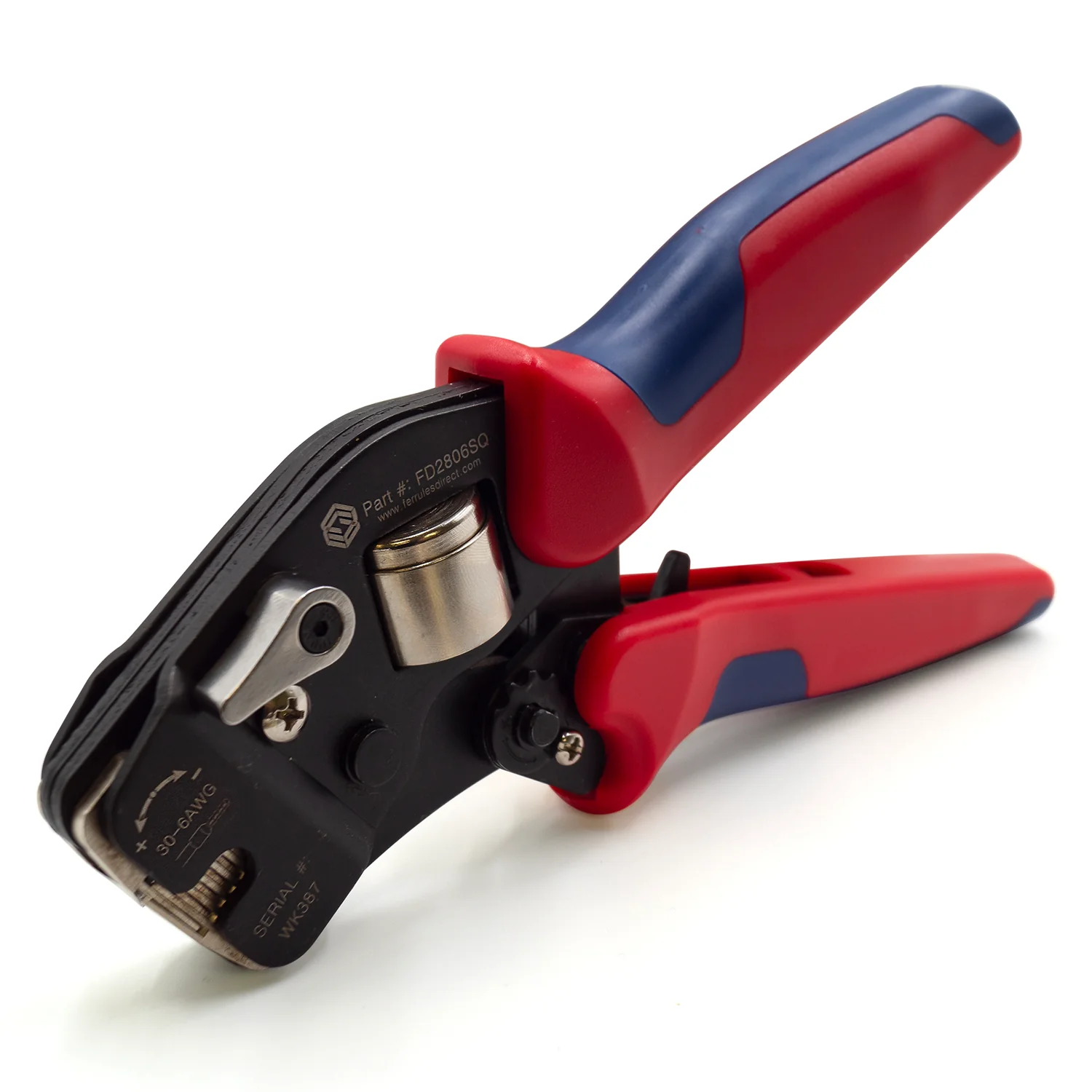 FD2806SQ - 28 to 6 AWG Wire Ferrules Crimping Tool, Self Adjusting, Frontal Load, Square Profile, 1 Piece - Image 2
