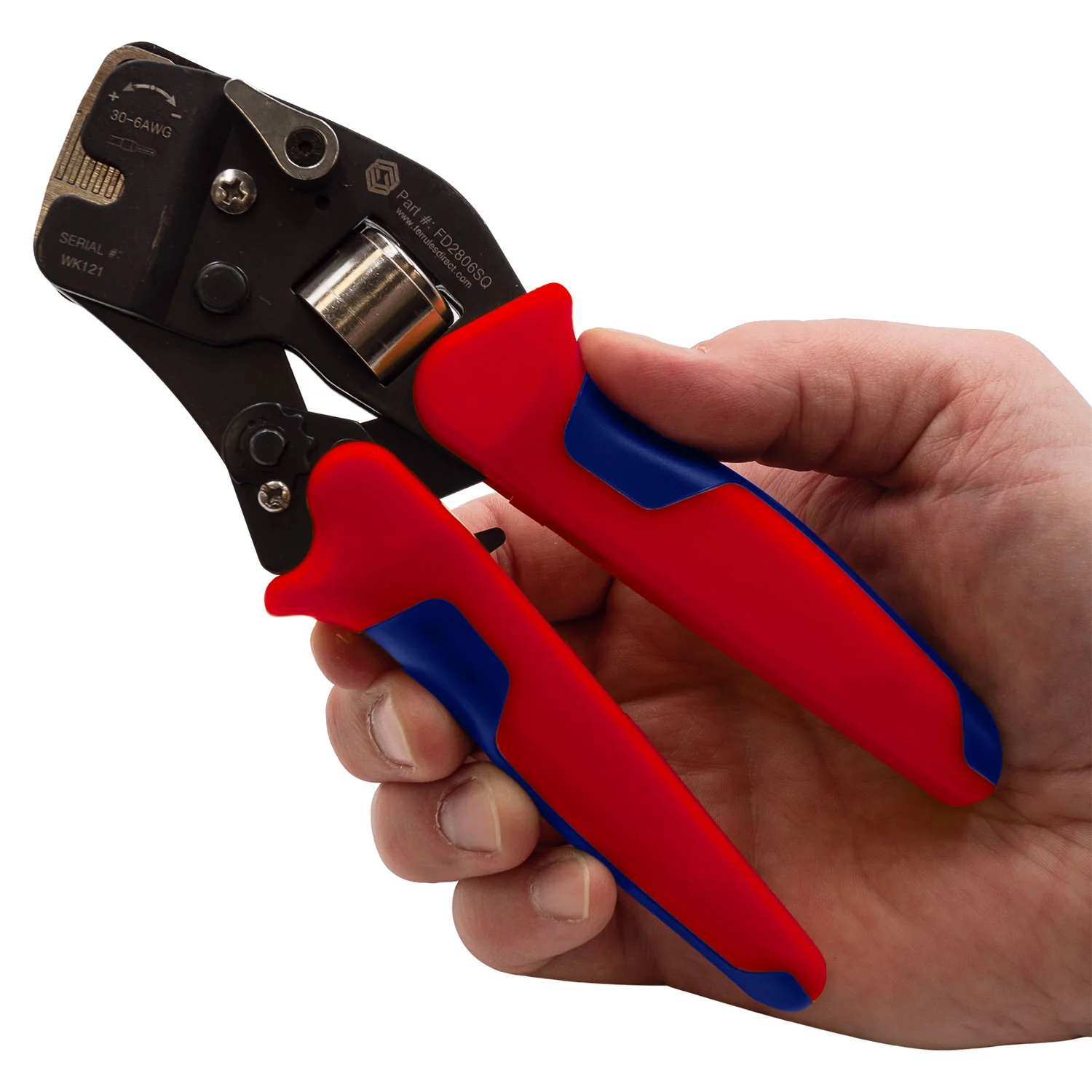 FD2806SQ - 28 to 6 AWG Wire Ferrules Crimping Tool, Self Adjusting, Frontal Load, Square Profile, 1 Piece - Image 3