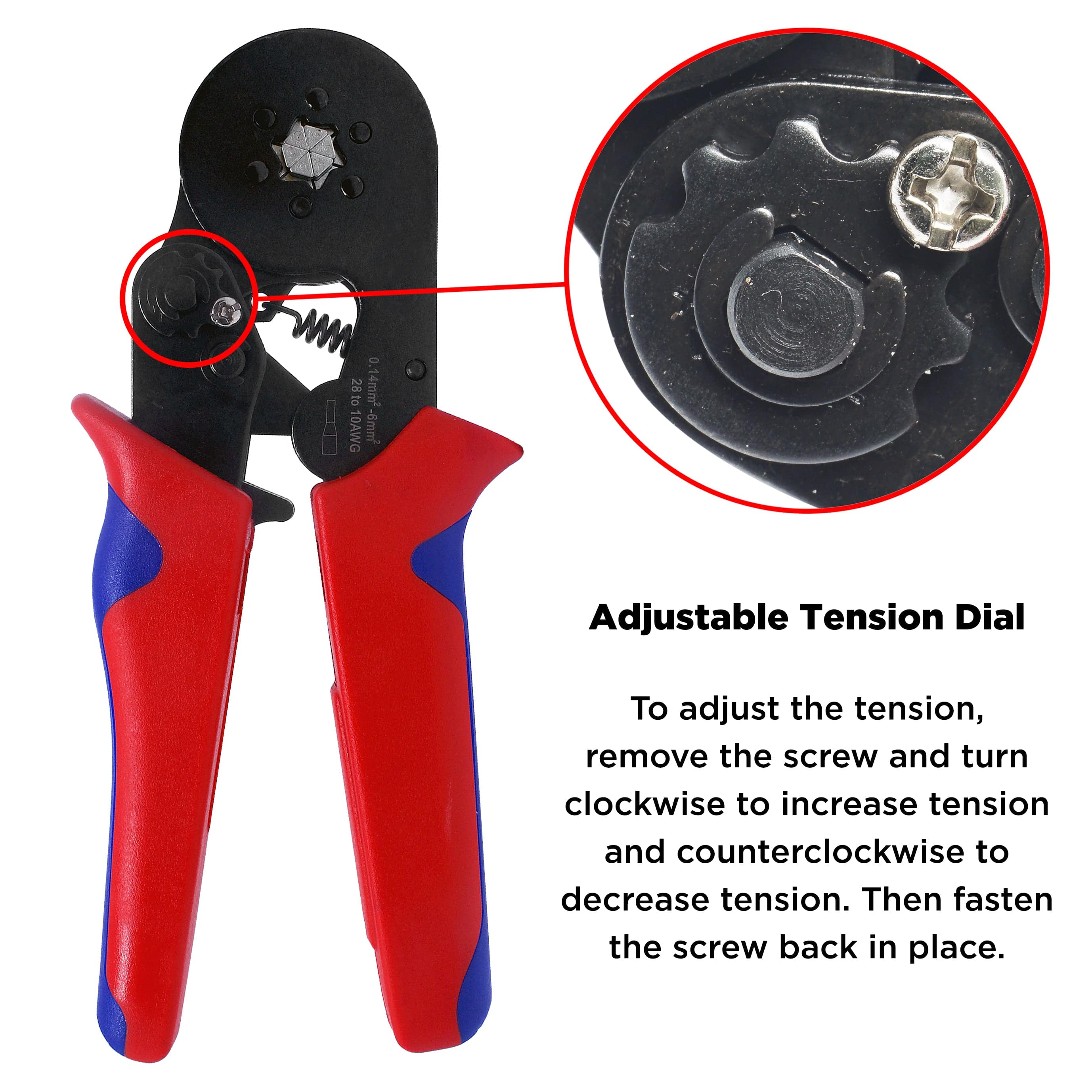 FD2810HX - 28 to 10 AWG Wire Ferrules Crimping Tool, Self-Adjusting Ratchet, Hexagonal Profile, 1 Piece - Image 3