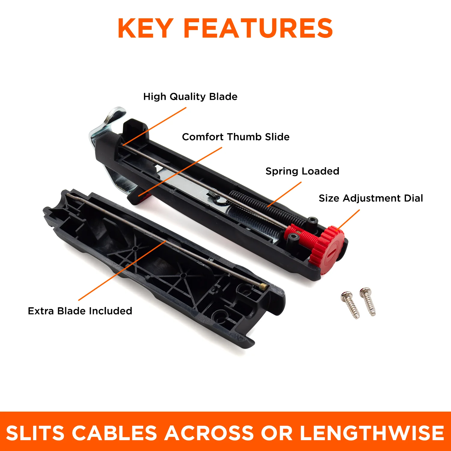 12-6 AWG Wire Slitting Tool, Heavy Duty, Spring Loaded, Adjustable, Comfort Grip - FD3107 - Image 2