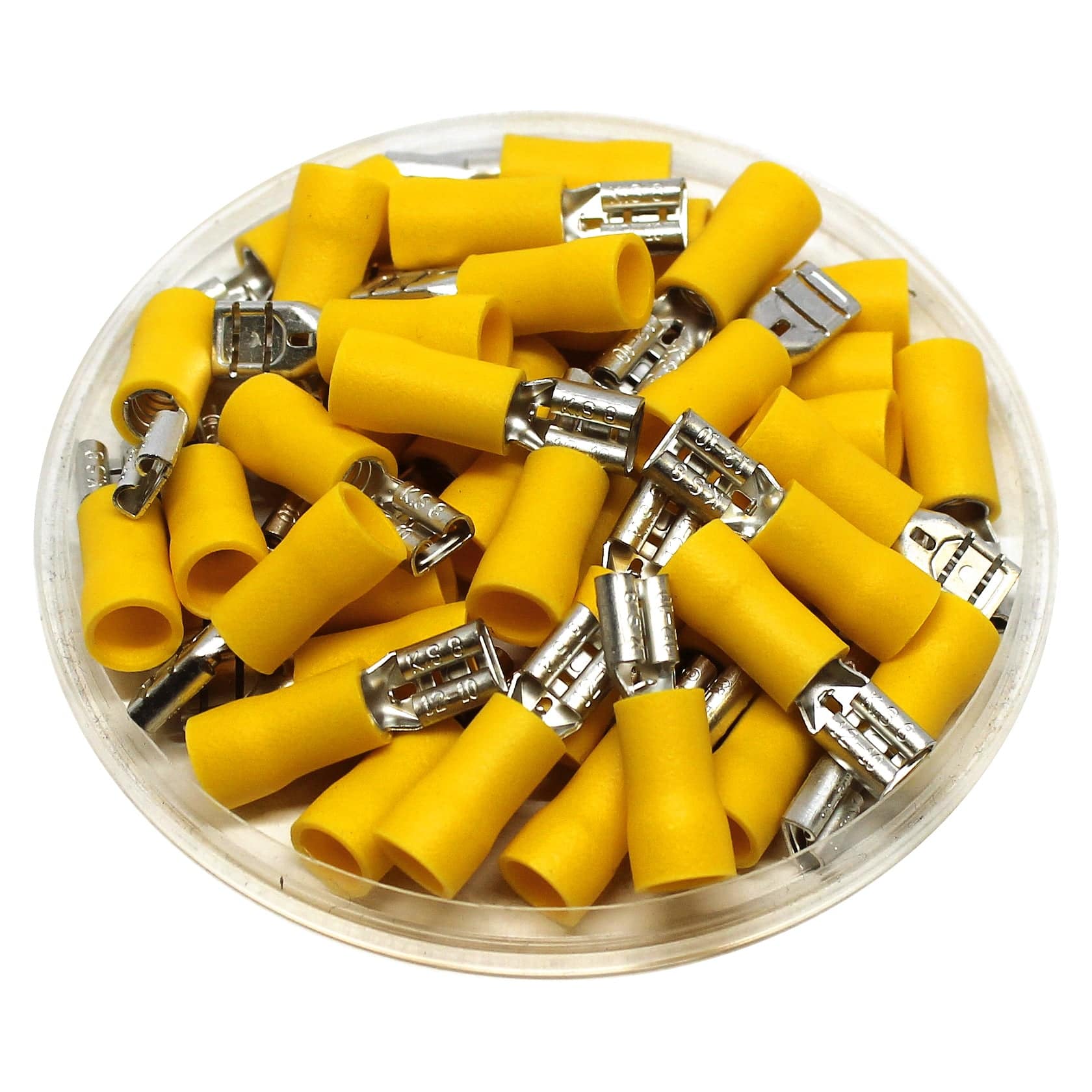 FDD5-187(5) - Vinyl Insulated Female Quick Disconnects - Double Crimp - 12-10 AWG