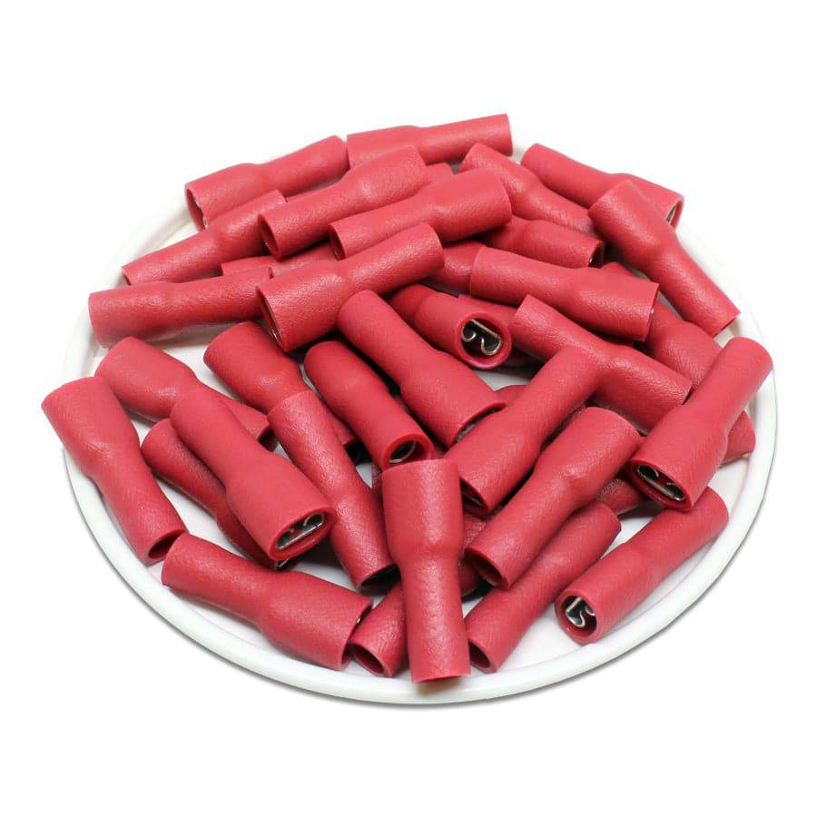 FDFD1-187(8) - Vinyl Fully Insulated Double Crimp Quick Disconnects - 22-16 AWG - Female