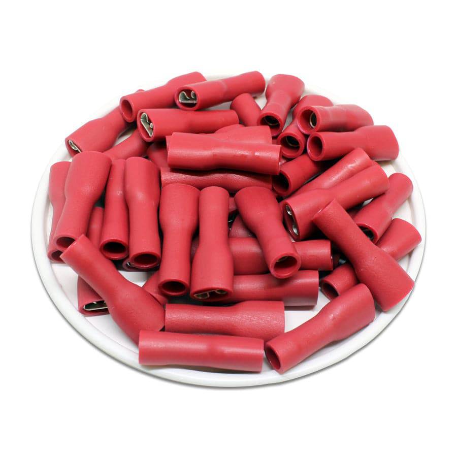 FDFD1-205(5) - Vinyl Fully Insulated Double Crimp Quick Disconnects - 22-16 AWG - Female