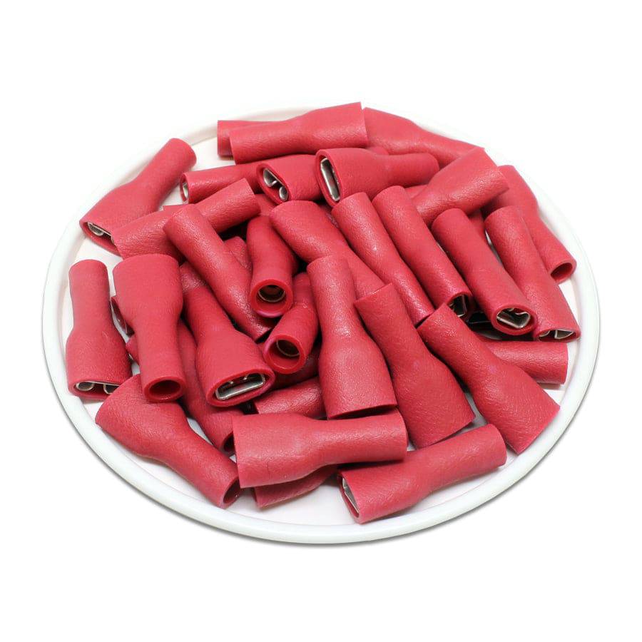 FDFD1-205(8) - Vinyl Fully Insulated Double Crimp Quick Disconnects - 22-16 AWG - Female