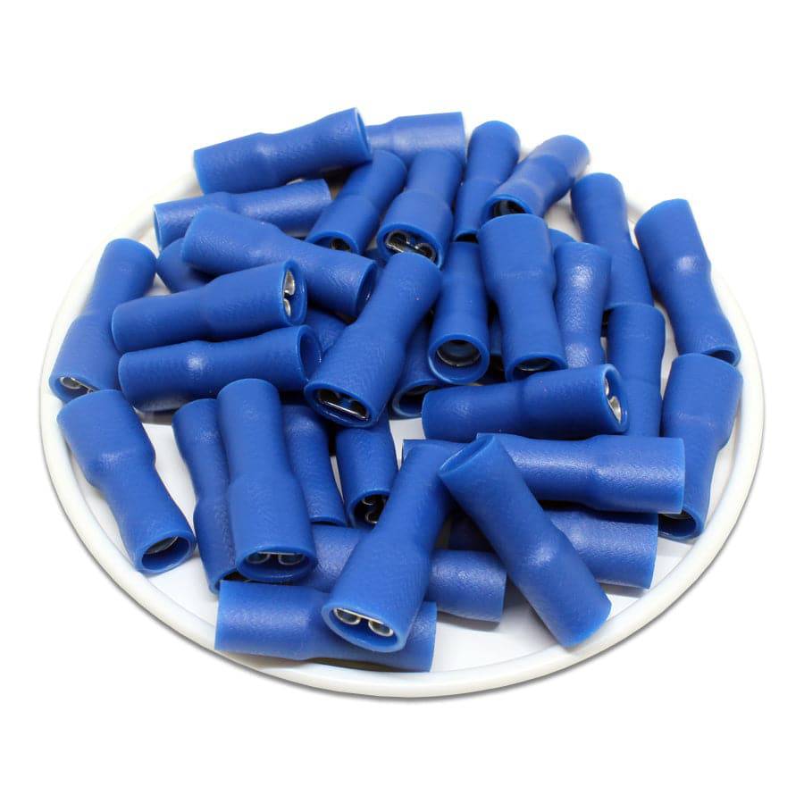 FDFD2-187(8) - Vinyl Fully Insulated Double Crimp Quick Disconnects - 16-14 AWG - Female