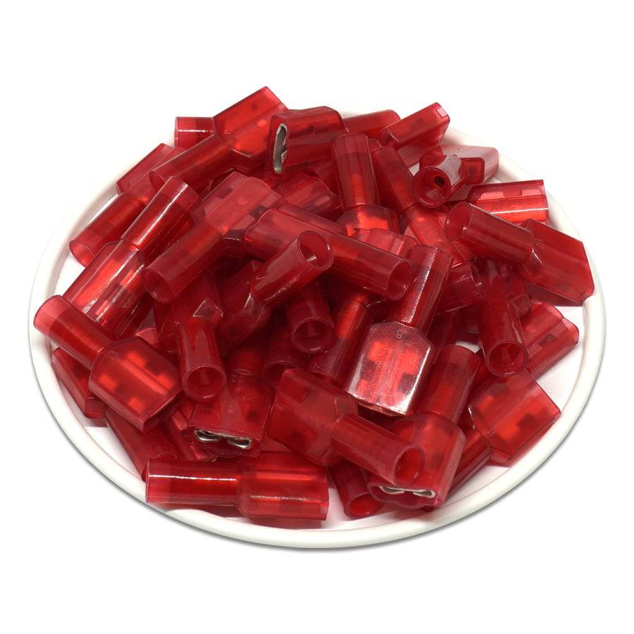 FDFNS1-250 - 22 to 16 AWG Nylon Insulated Quick Disconnects, Female, Fully Insulated, 100 Pieces