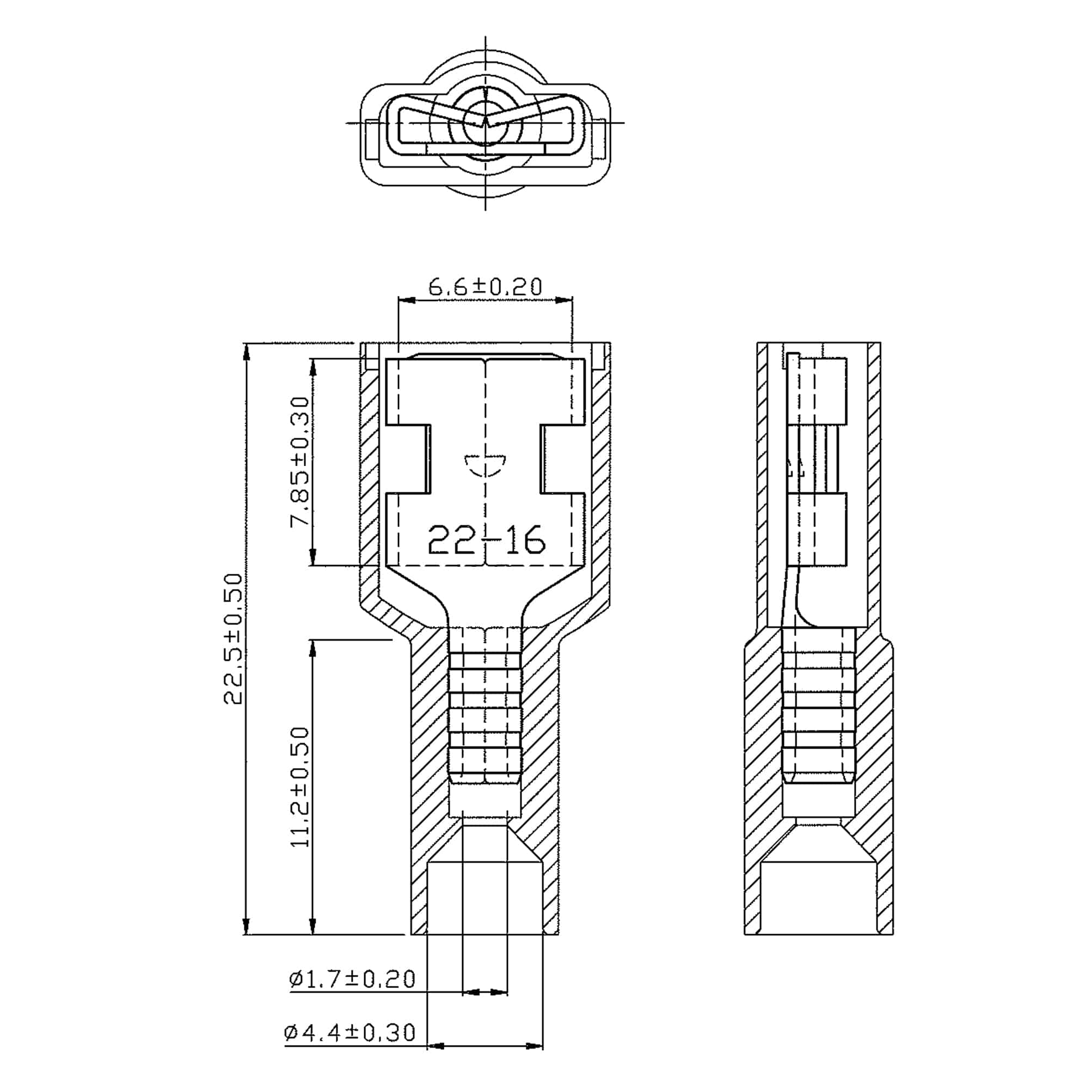 FDFNS1-250 - 22 to 16 AWG Nylon Insulated Quick Disconnects, Female, Fully Insulated, 100 Pieces - Image 2
