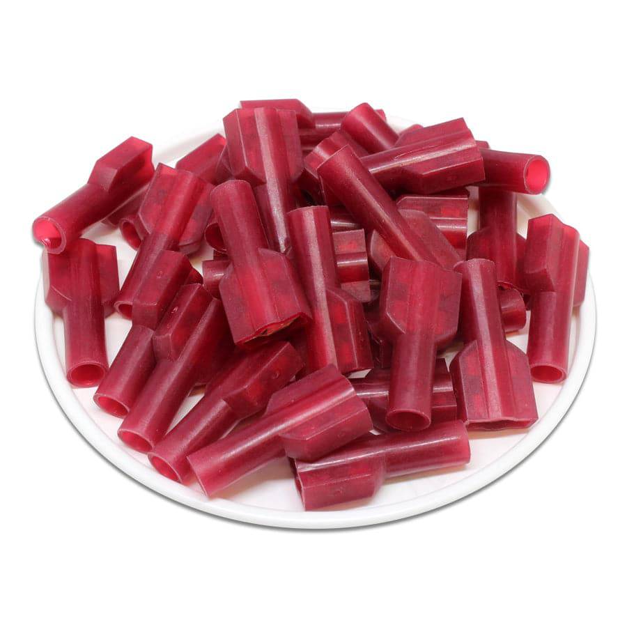 FDFNY1-250 - 22 to 16 AWG Nylon Insulated Quick Disconnects, Female, Fully Insulated, 100 Pieces