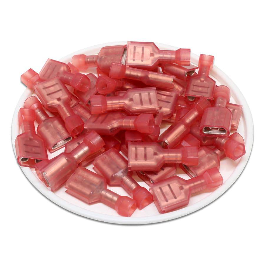 FDFNY1-250(A) - 22 to 16 AWG Nylon Insulated Quick Disconnects, Female, Fully Insulated, 100 Pieces