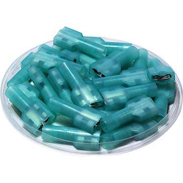 FDFNY2-250 - 16 to 14 AWG Nylon Insulated Quick Disconnects, Female, Fully Insulated, Blue, 100 Pieces