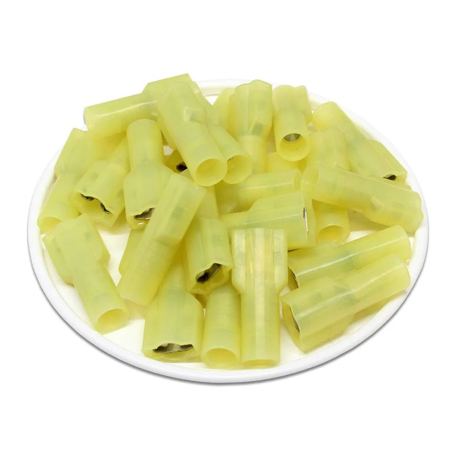 FDFNY5-250 - 12 to 10 AWG Nylon Insulated Quick Disconnects, Female, Fully Insulated, Yellow, 50 Pieces