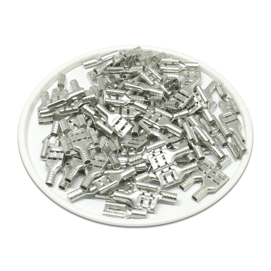 22 to 16 AWG Non Insulated Female Quick Disconnects, NEMA Tab: .187", 100 Pieces - FDN1-187(5)