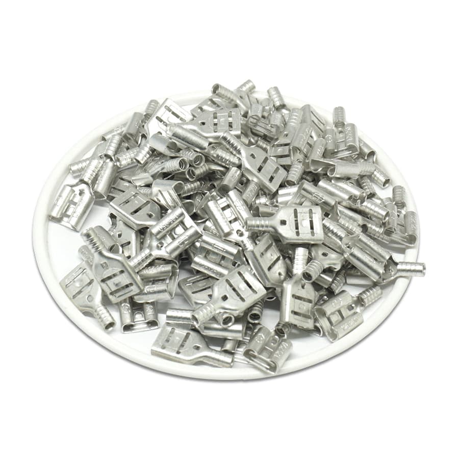 22 to 16 AWG Non Insulated Female Quick Disconnects, NEMA Tab: .250", 100 Pieces - FDN1-250