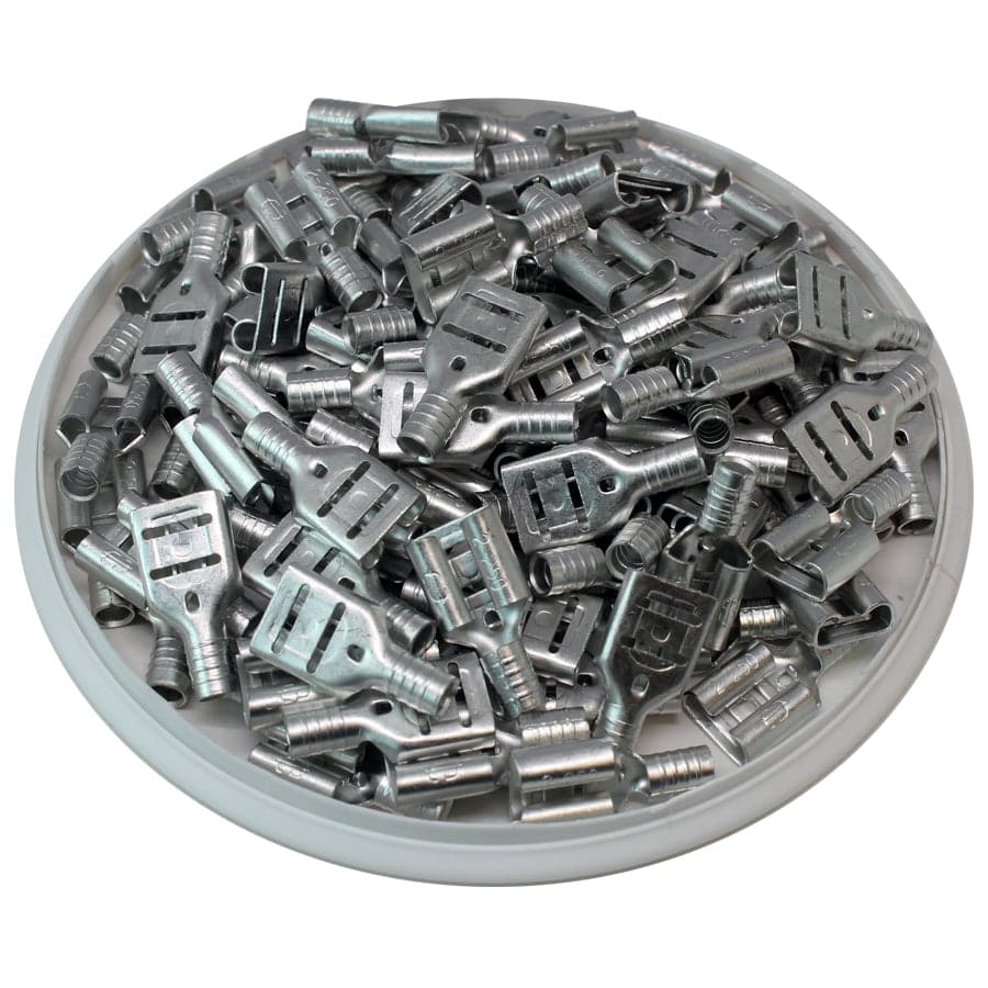 16 to 14 AWG Non Insulated Female Quick Disconnects, NEMA Tab: .250", 100 Pieces - FDN2-250
