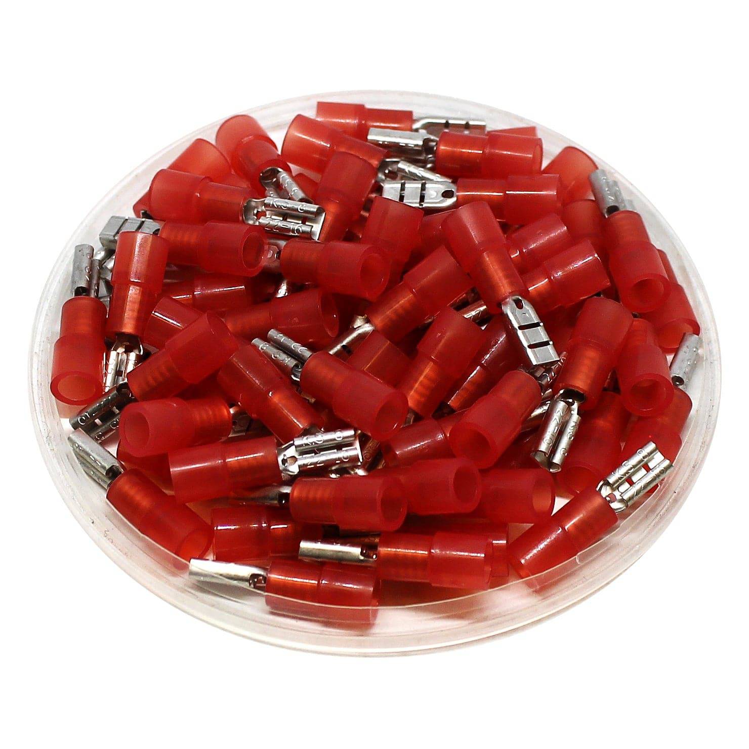 FDNY1-110(5) - 22 to 16 AWG Nylon Insulated Quick Disconnects, Female, Red, 100 Pieces
