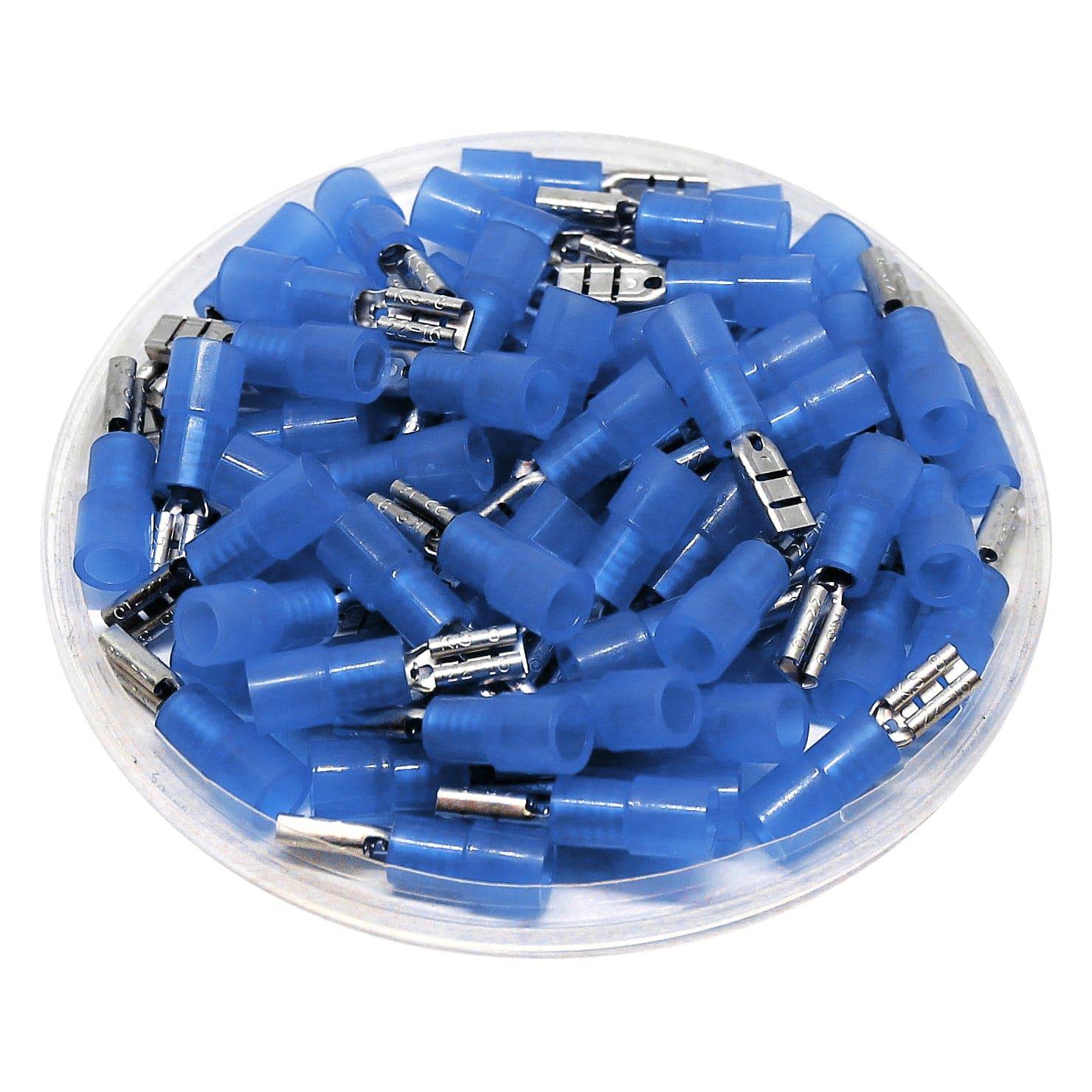 FDNY2-110(8) - 16 to 14 AWG Nylon Insulated Quick Disconnects, Female, Blue, 100 Pieces