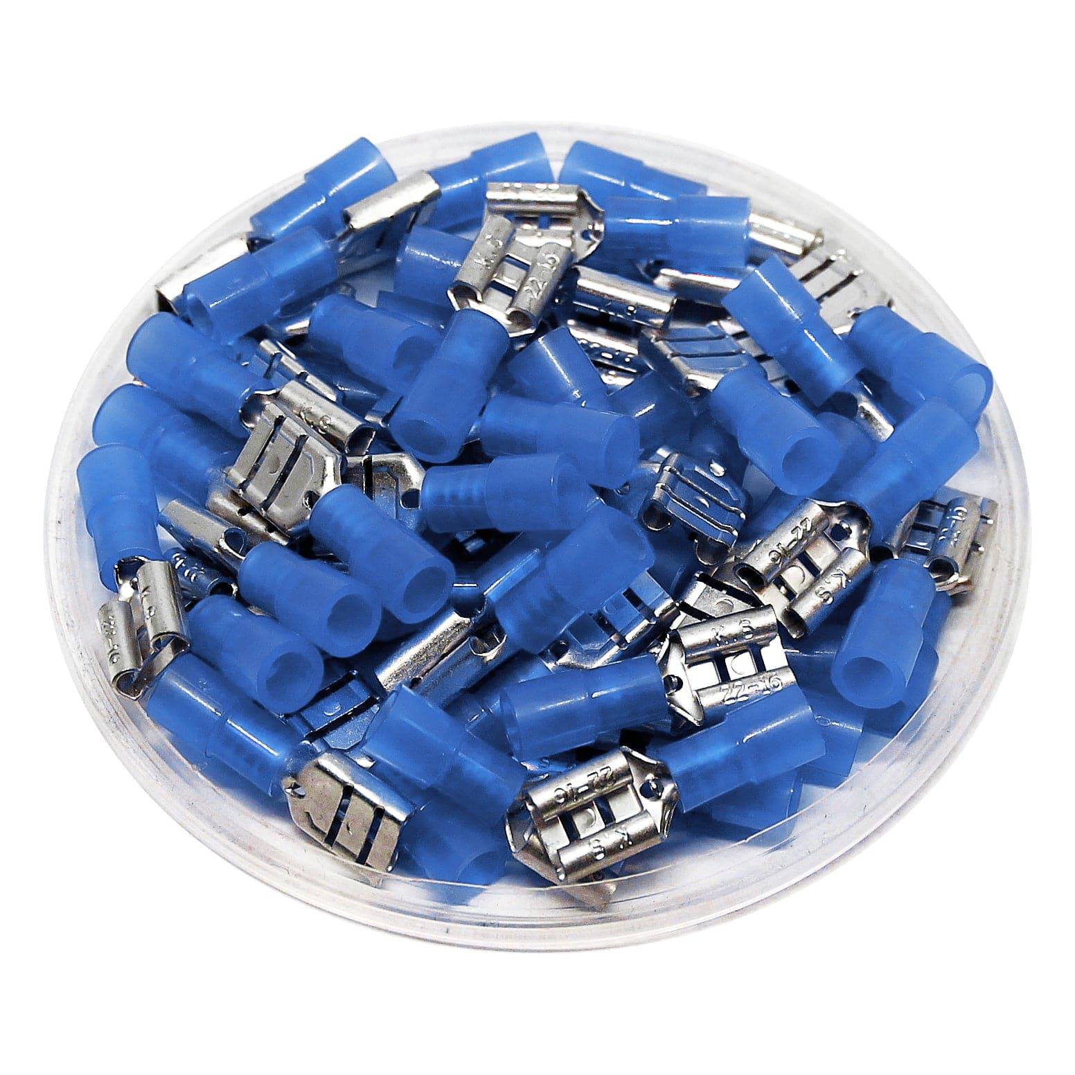 FDNY2-250 - 16 to 14 AWG Nylon Insulated Quick Disconnects, Female, Blue, 100 Pieces