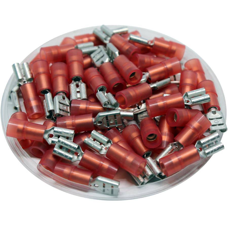 FDNYD1-187(8) - Nylon Insulated Female Quick Disconnects - Double Crimp - 22-16 AWG