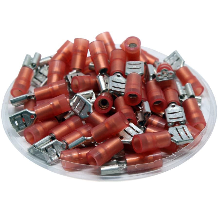 FDNYD1-205(5) - Nylon Insulated Female Quick Disconnects - Double Crimp - 22-16 AWG