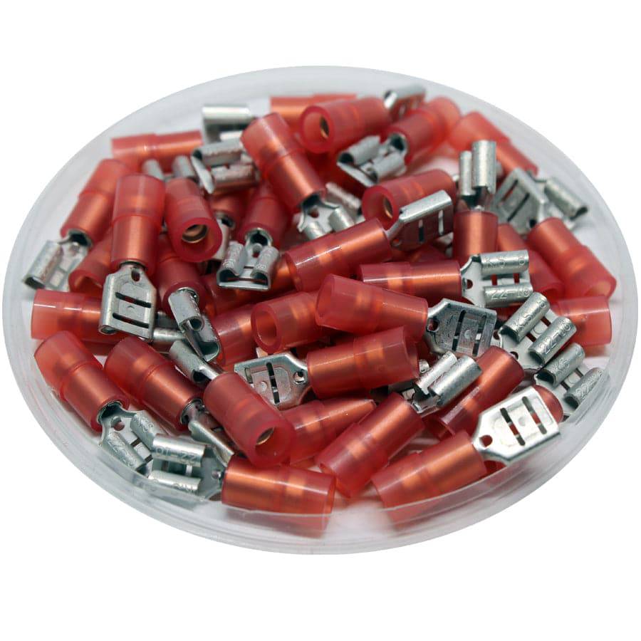 FDNYD1-205(8) - Nylon Insulated Female Quick Disconnects - Double Crimp - 22-16 AWG