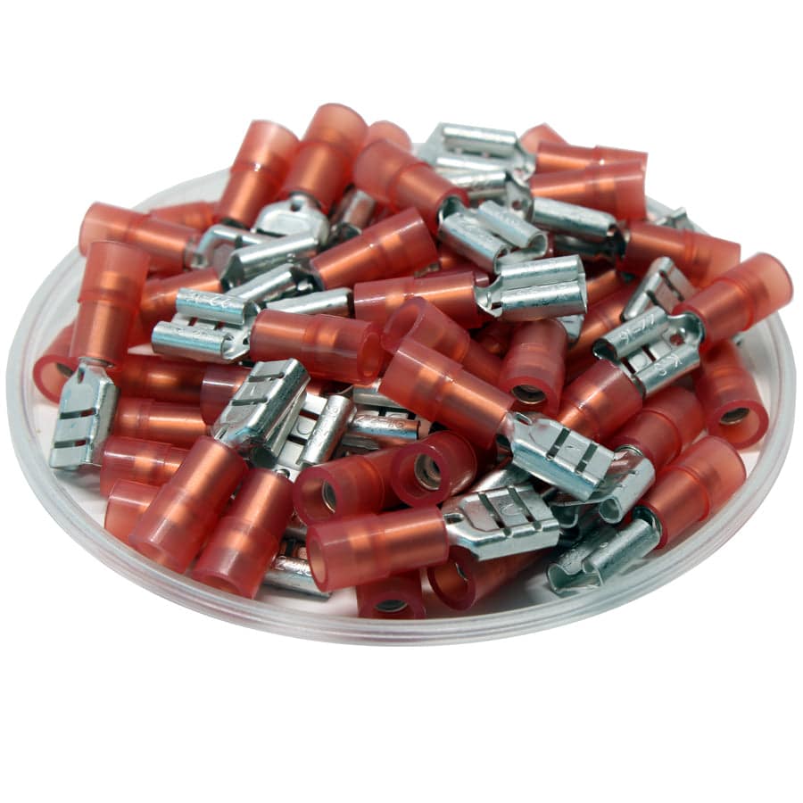 FDNYD1-250 - Nylon Insulated Female Quick Disconnects - Double Crimp - 22-16 AWG