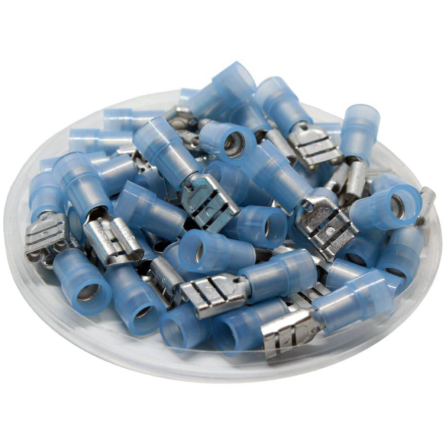 FDNYD2-110(8) - Nylon Insulated Female Quick Disconnects - Double Crimp - 16-14 AWG