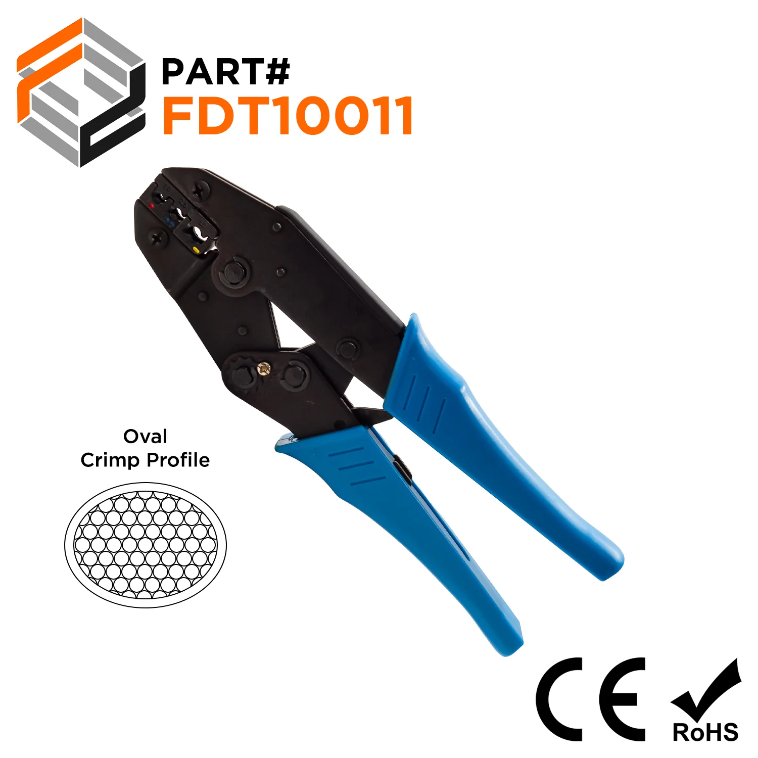 FDT10011 - 22 to 10 AWG Insulated Terminals Crimping Tool, Standard Size, Ratchet - 1 Piece