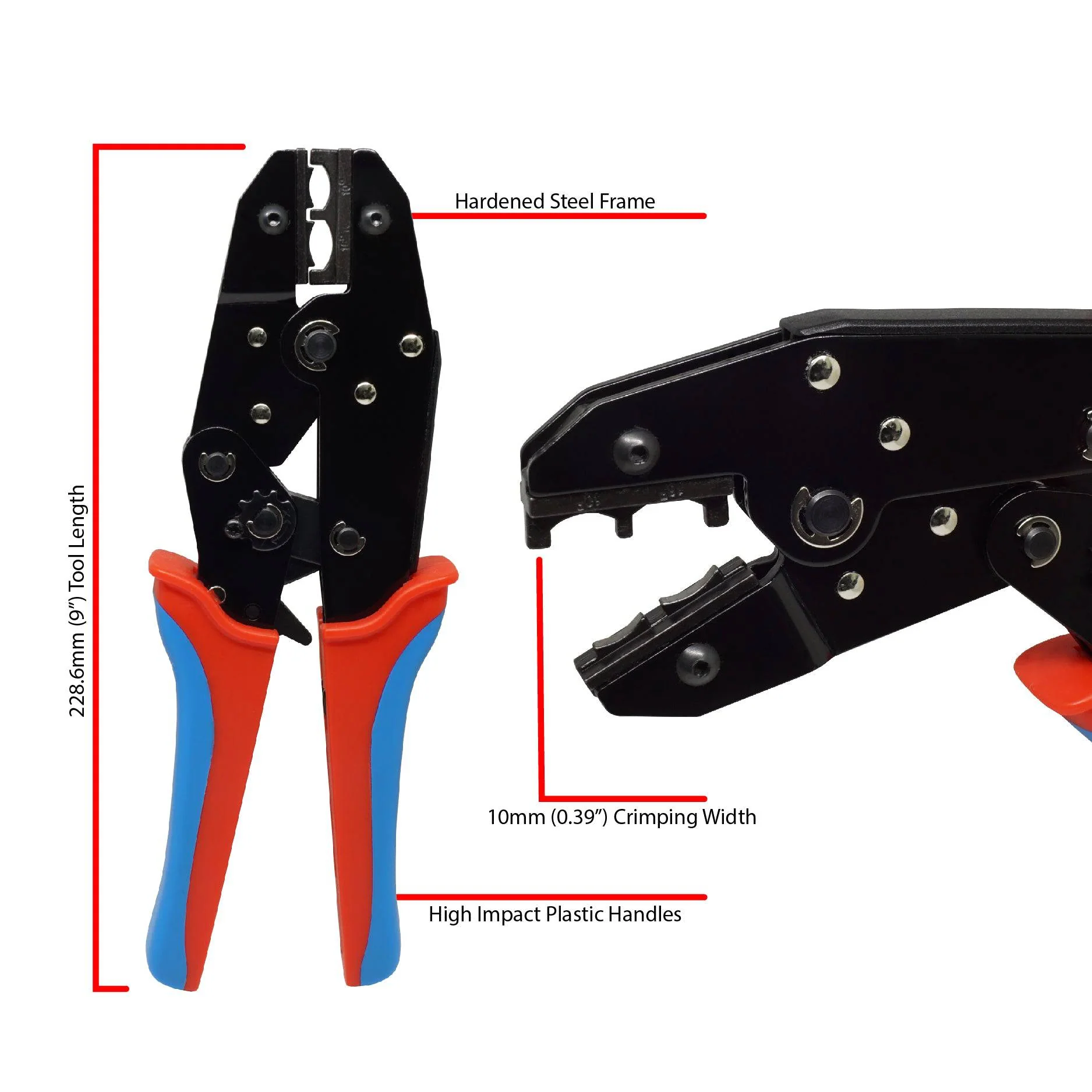FDT10014 - 8 to 6 AWG Insulated Parallel Connectors & Butt Splices Crimping Tool, Standard Handles - 1 Piece - Image 4