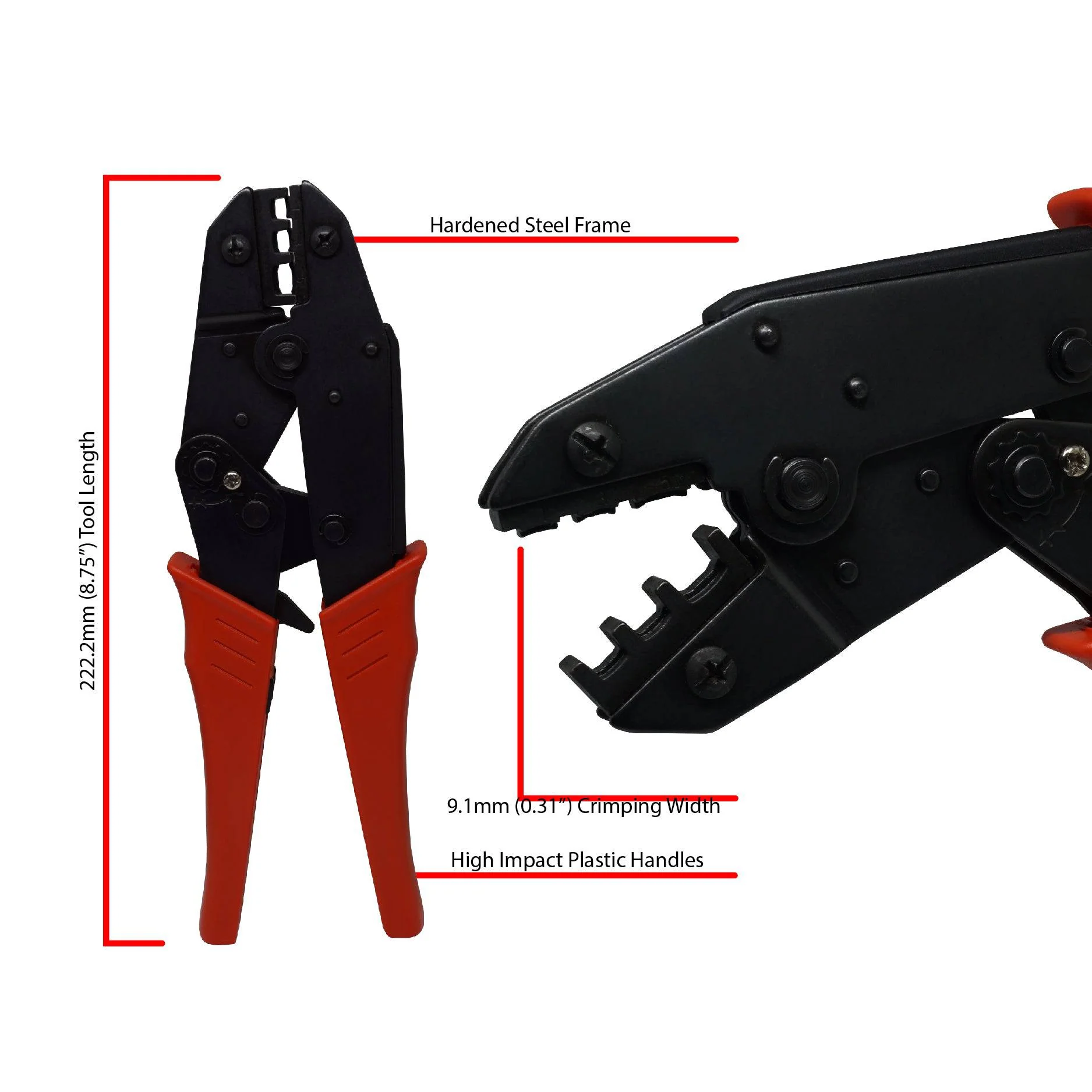 FDT10023 - 22 to 10 AWG Closed End, Butt, & Heat Shrink Connectors Crimping Tool, 1 Piece - Image 2