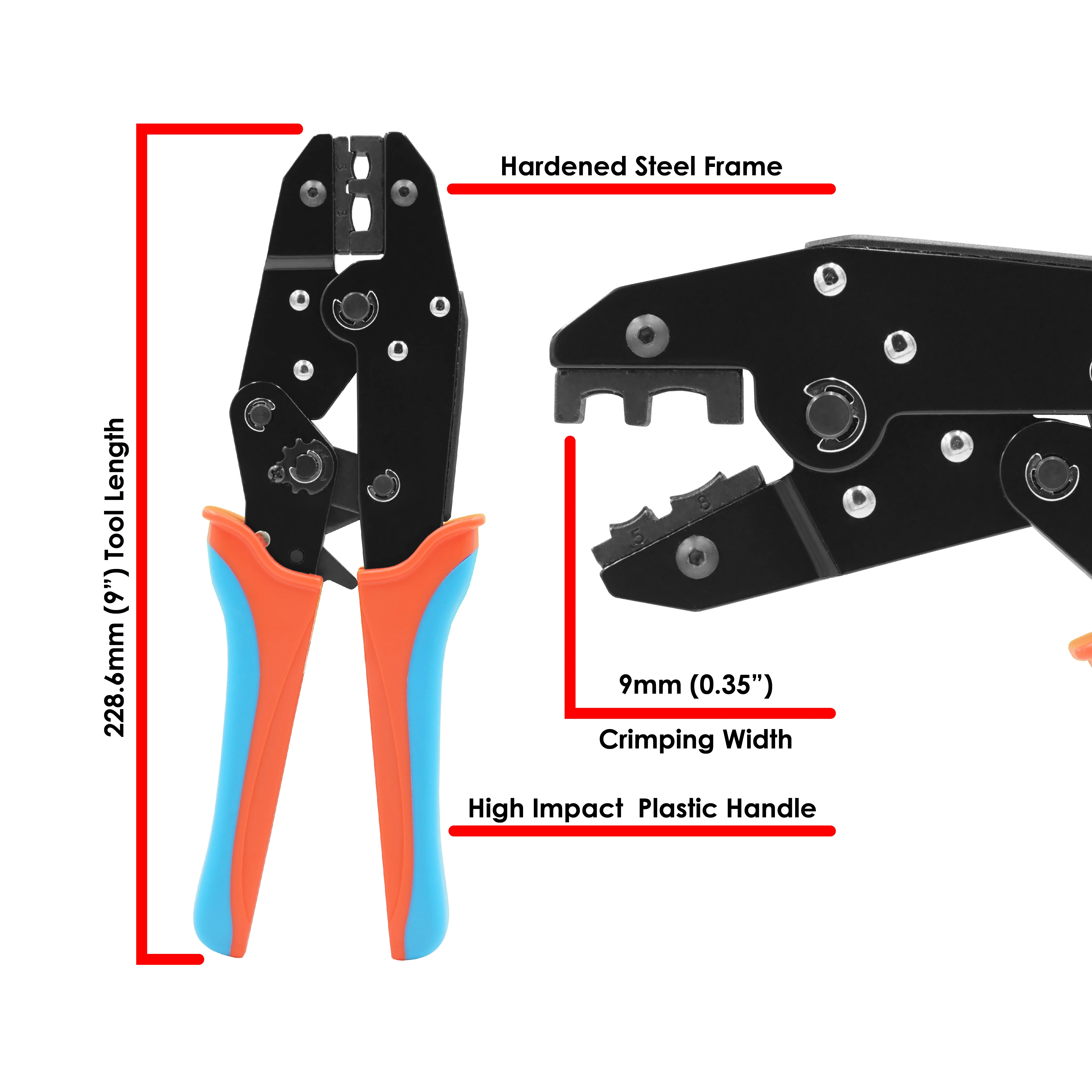 FDT10024 - 10 to 8 AWG Closed End, Butt, & Heat Shrink Connectors Crimping Tool, 1 Piece - Image 2