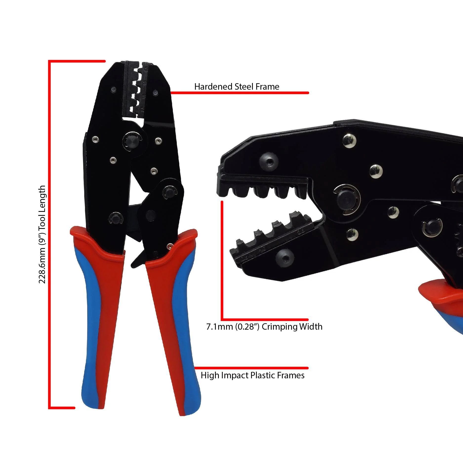 FDT10043 - 24 to 14 AWG Open Barrel Connectors Crimping Tool, Faston B-Type, 1 Piece - Image 2
