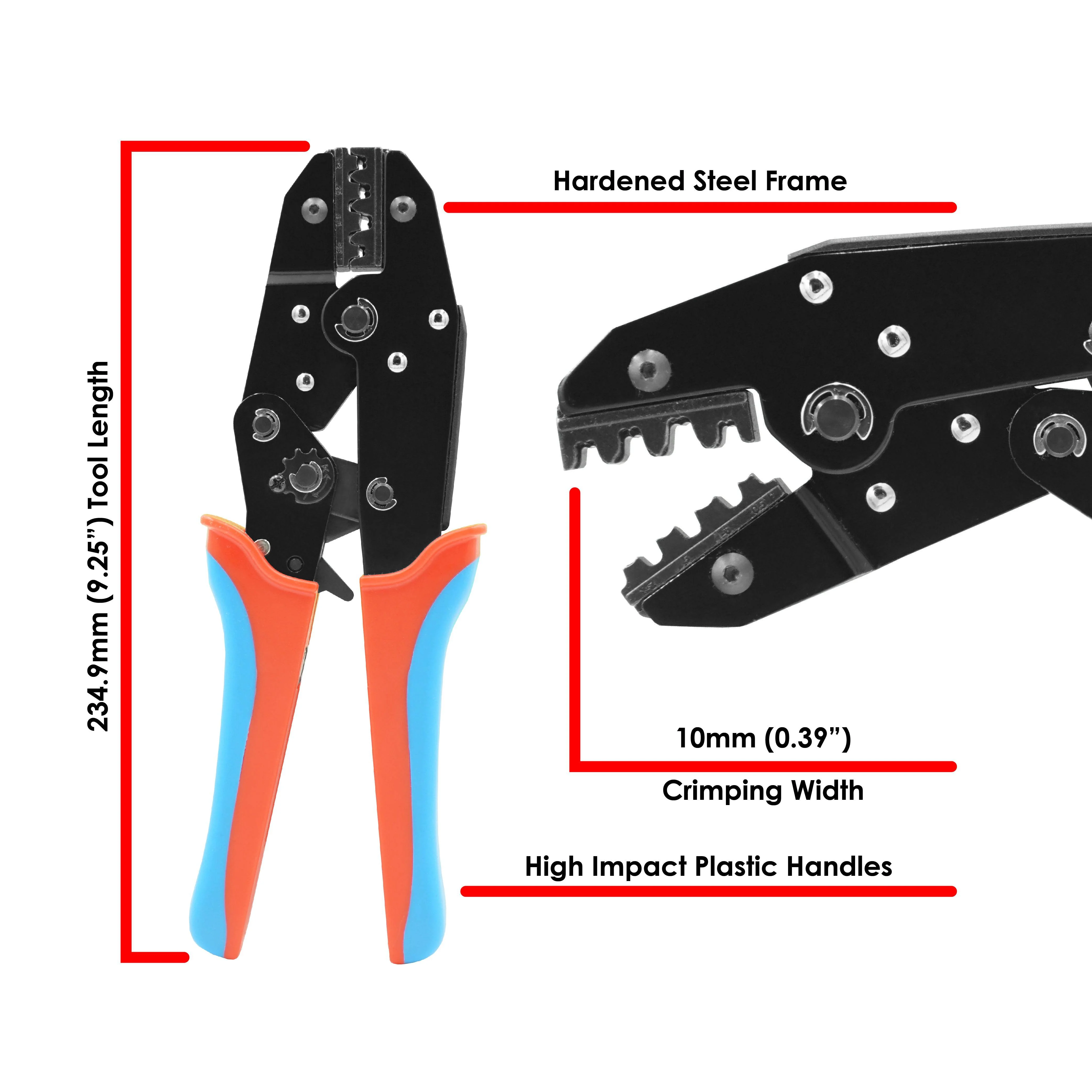 FDT10044 - 24 to 10 AWG Open Barrel Connectors Crimping Tool, Faston B-Type, 1 Piece - Image 2