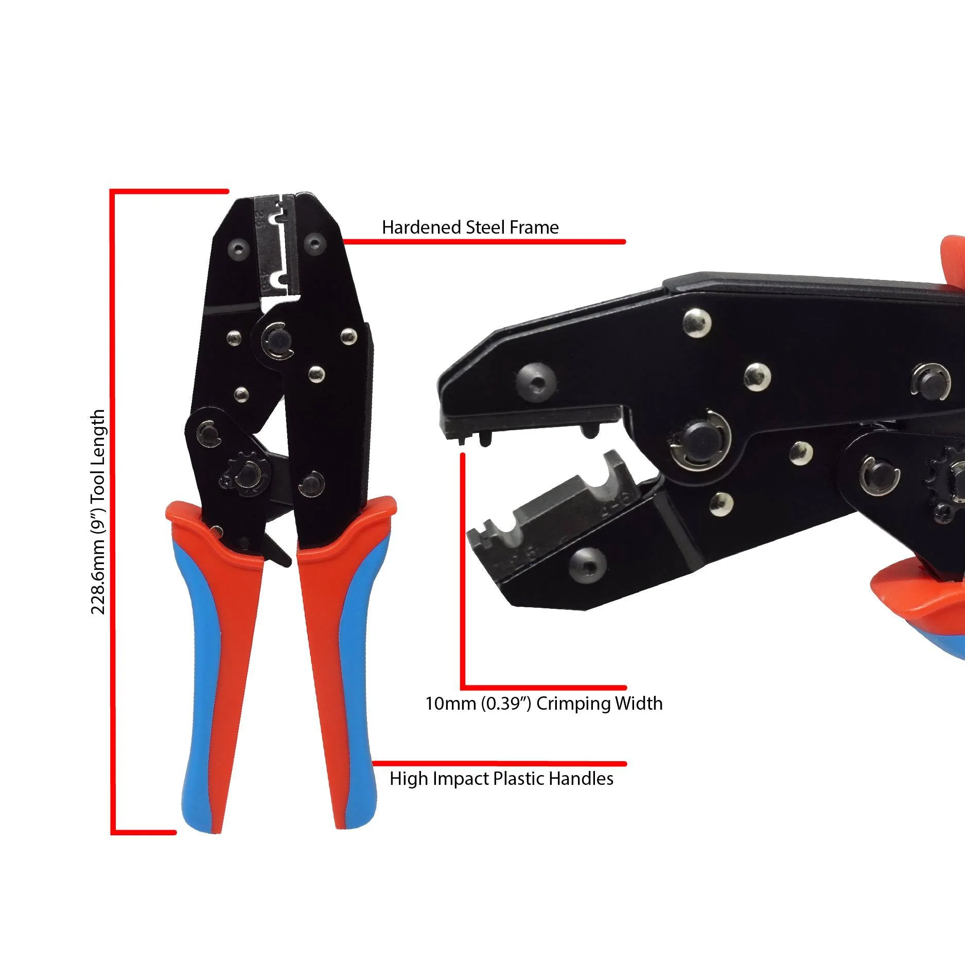 FDT10051 - 14 to 10 AWG Non-Insulated Ring Tongue Flag Terminal Crimping Tool, 1 Piece - Image 2