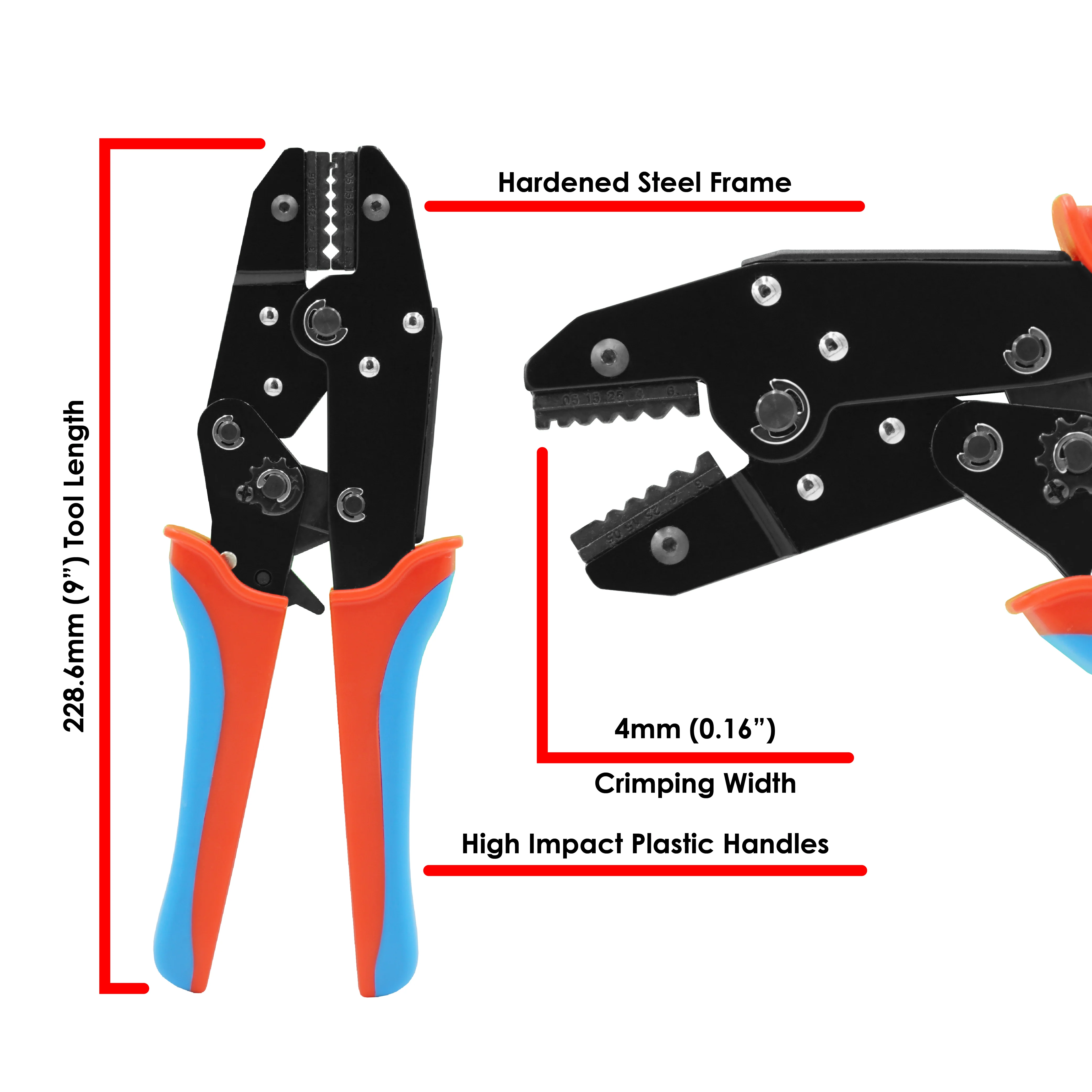 FDT10060 - 22 to 10 AWG Ratcheting Crimping Tool for Turned Contacts, HTS & Harting Style, 1 Piece - Image 2