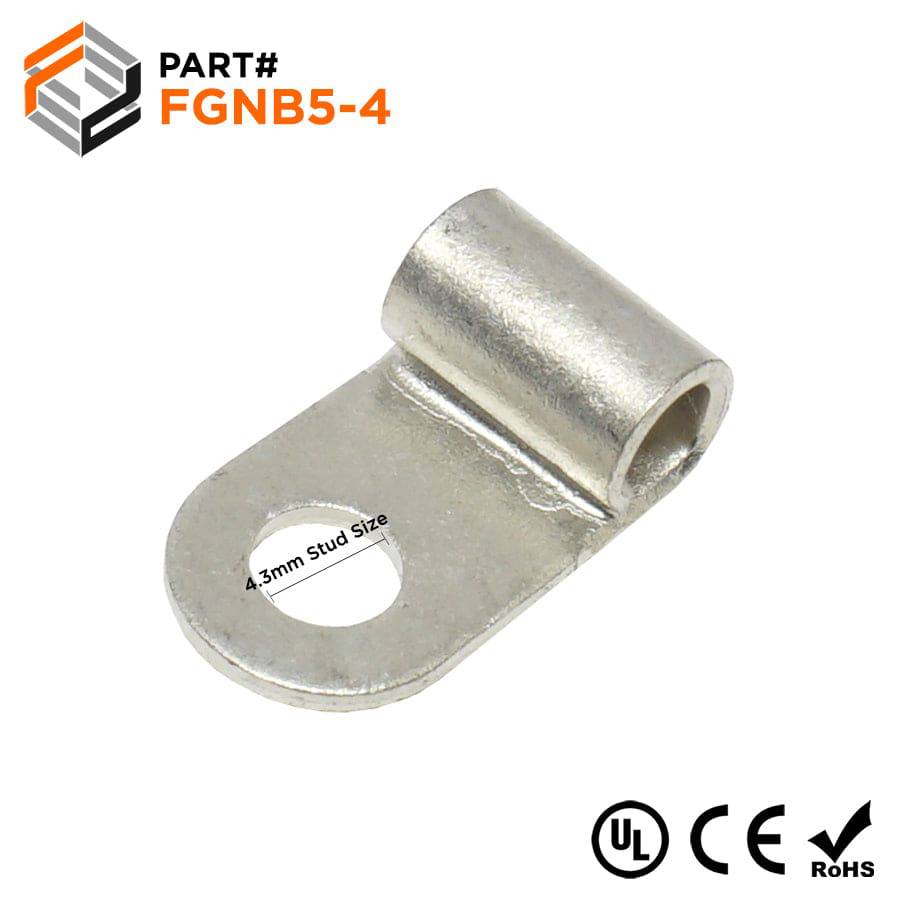 12-10 AWG Non Insulated 90° Flag Terminals, #8 Stud, 50 Pieces - FGNB5-4