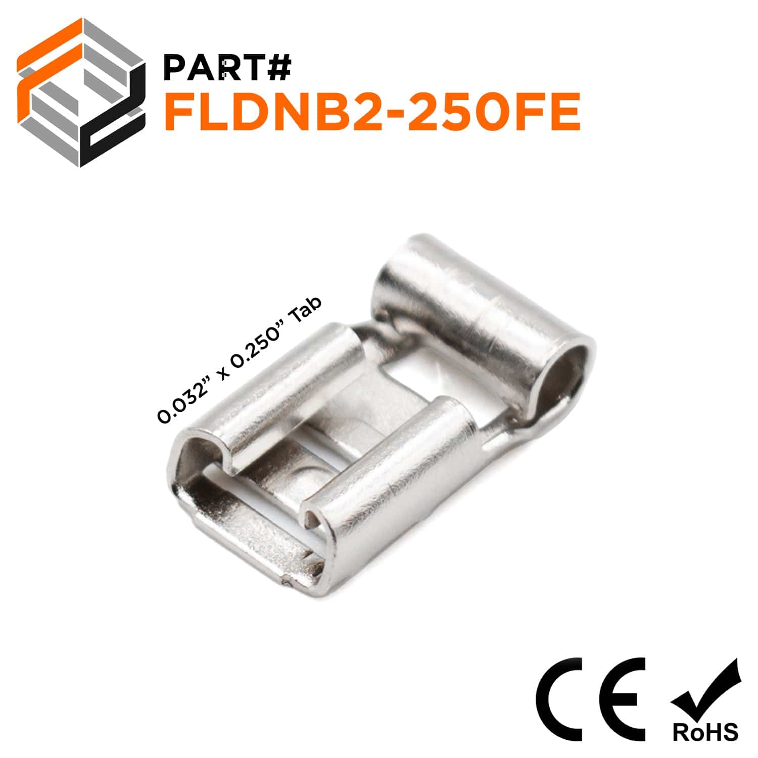 FLDNB2-250FE - 16 to 14 Steel Flag Quick Disconnects, High Temperature, 100 Pieces