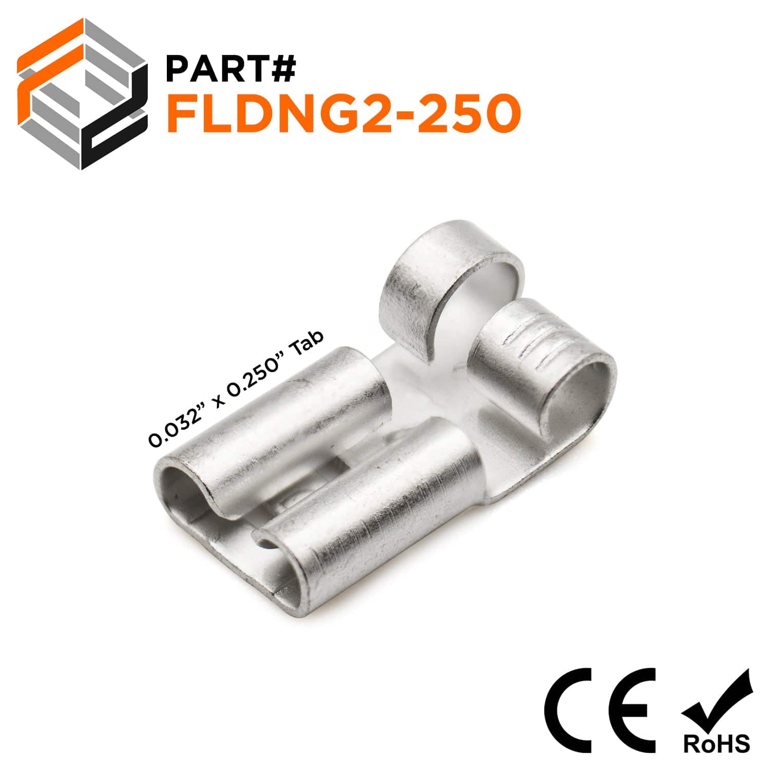 FLDNG2-250 - Non Insulated Flag Terminal Quick Disconnect - 16-14 AWG - 100/pack