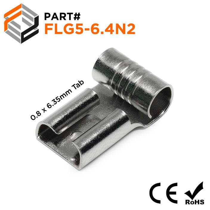 FLG5-6.4N2 - 12 to 10 AWG High Temperature Female Flag Quick Disconnects, Steel, 900°F, 100 Pieces