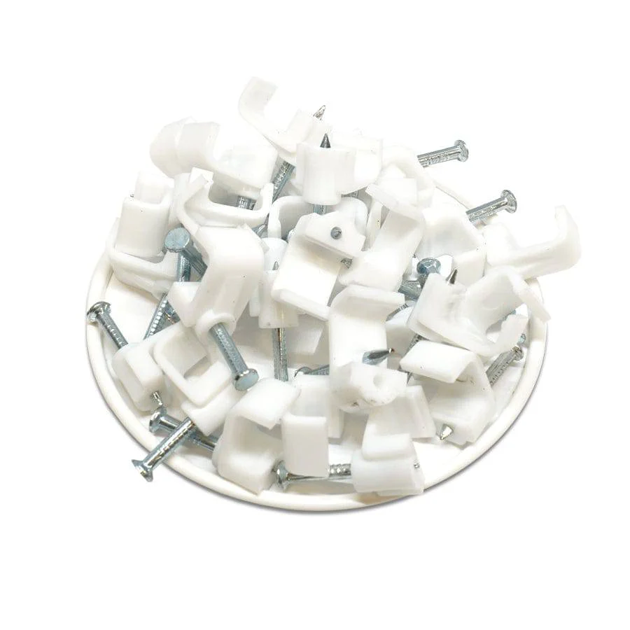 FNC10W - Flat Nail Cable Clip - White - 10mm - Image 2