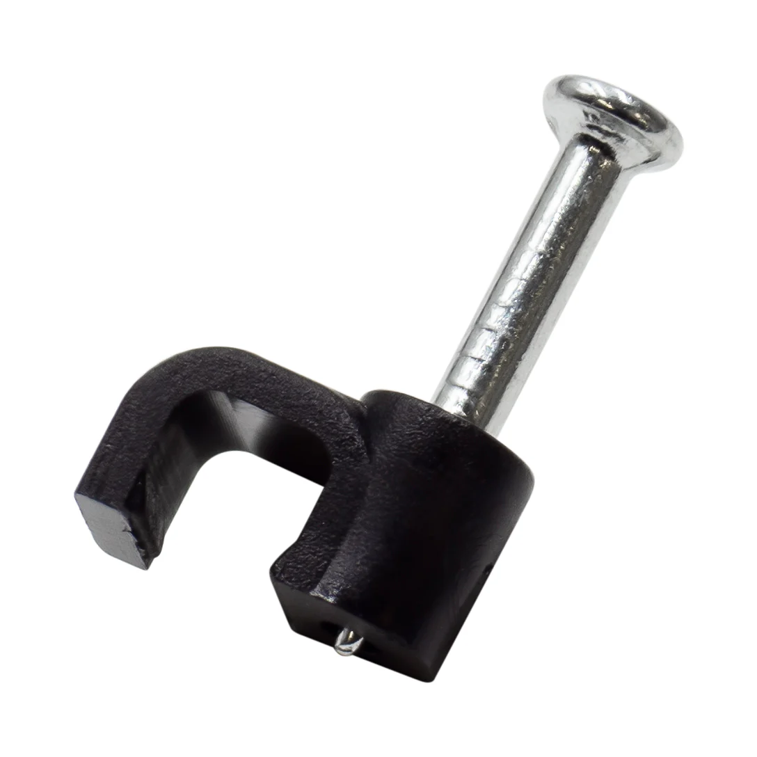 FNC4B - Nail In Cable Clips, Cable Nails Tacks, Flat, 4mm, 0.16", Black, 100 Pieces - Image 2