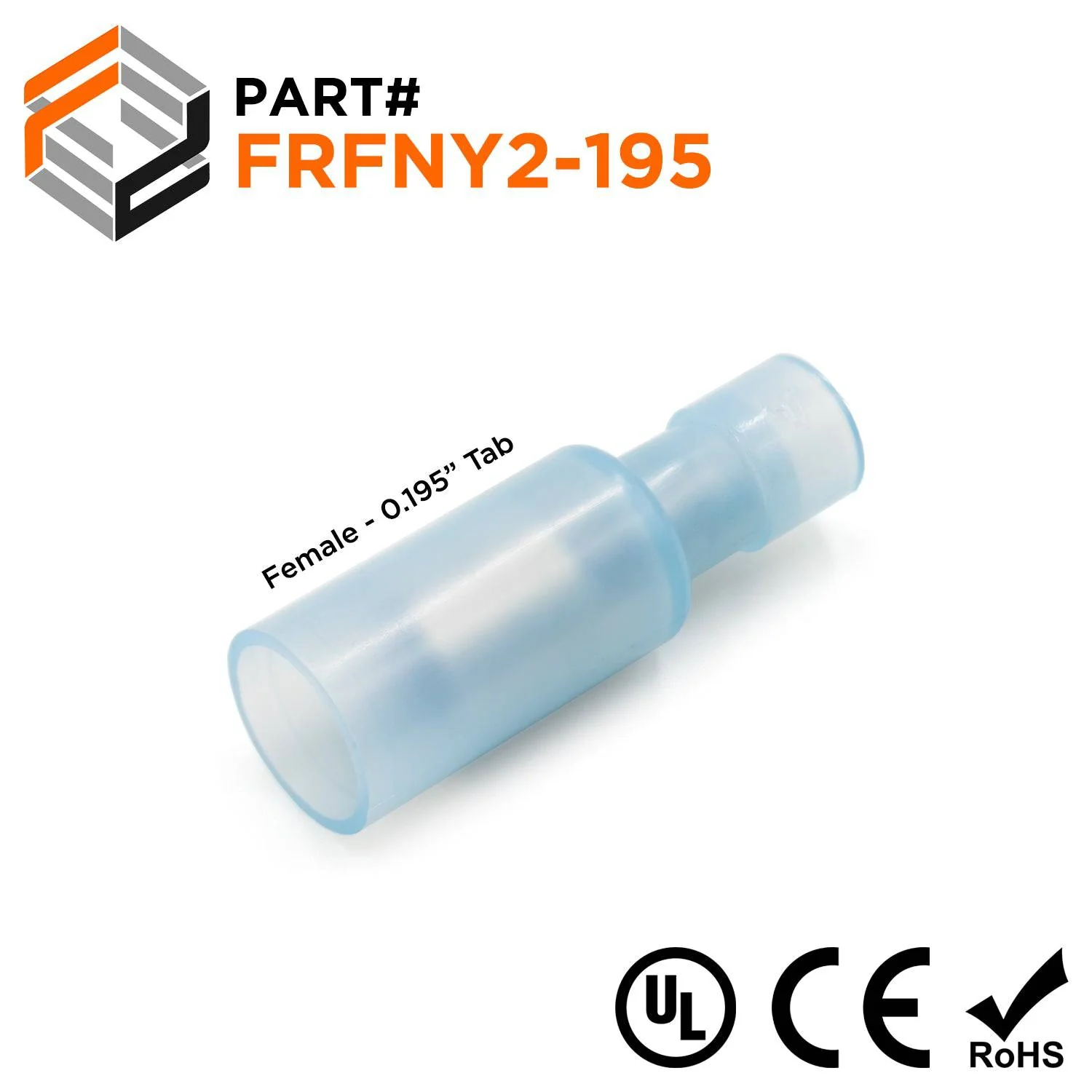 FRFNY2-195 - 16 to 14 AWG Nylon Fully Insulated Female Bullet Connectors, 100 Pieces