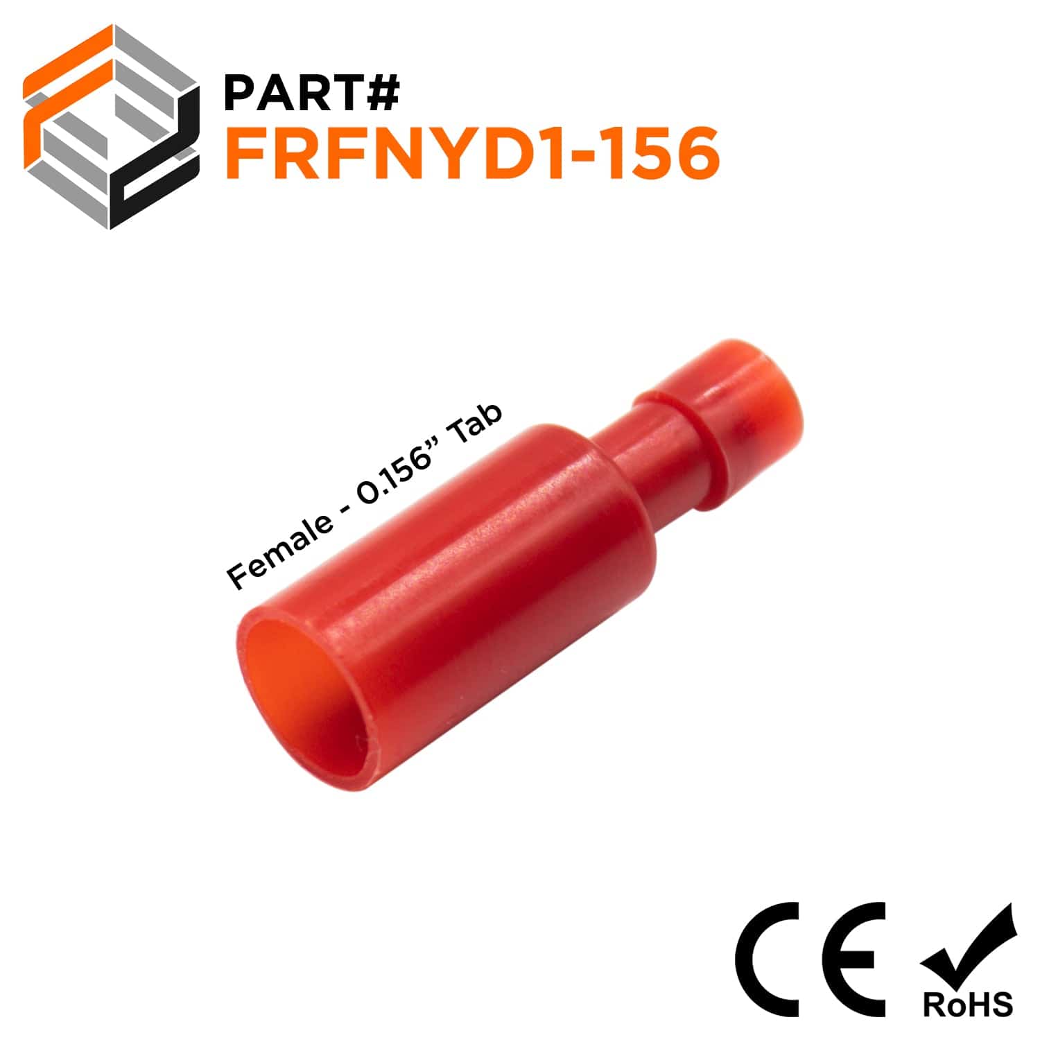 FRFNYD1-156 - 22 to 16 AWG Nylon Fully Insulated Female Bullet Connectors, Double Crimp, 100 Pieces